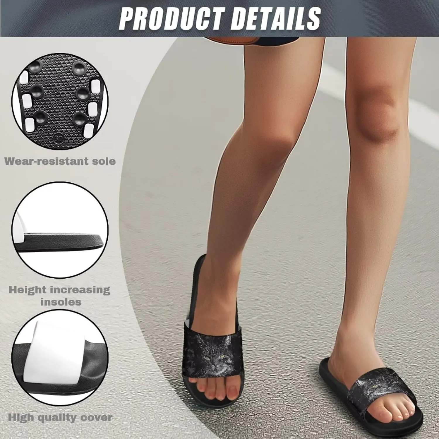 Soft Slides for Men,EVA Print Slides,Height Increasing Cushion Sole Hoese Shower Shoes Open Toe Summer Beach Slides
