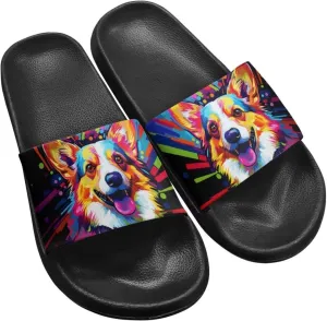 Soft Slides for Men,EVA Print Slides,Height Increasing Cushion Sole Hoese Shower Shoes Open Toe Summer Beach Slides