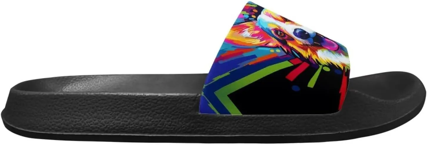 Soft Slides for Men,EVA Print Slides,Height Increasing Cushion Sole Hoese Shower Shoes Open Toe Summer Beach Slides