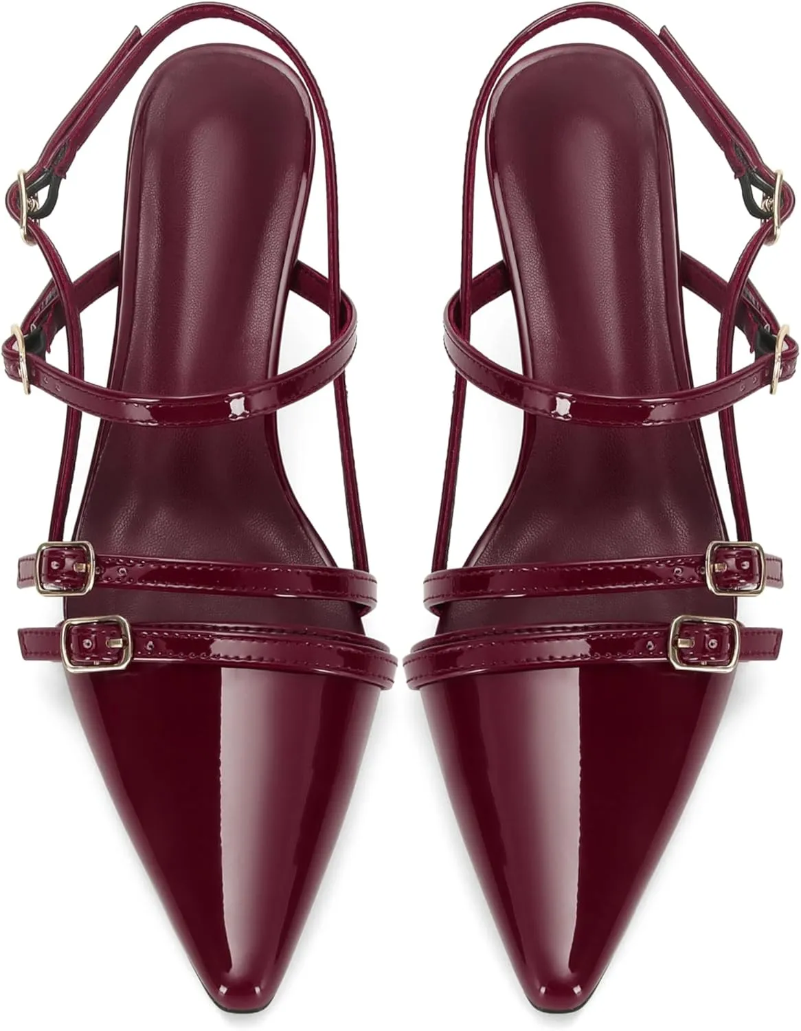 SOVANYOU Kitten Heels for Women Pointed Toe Stiletto Slingback Heels with Buckle Strap Pumps Dress Shoes