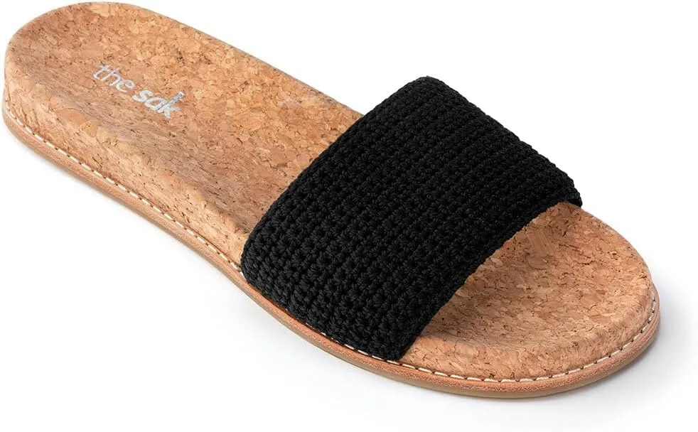 The Sak Women's Mendocino Slide Crochet, Slip On Sandals, Summer Open Toe Shoes
