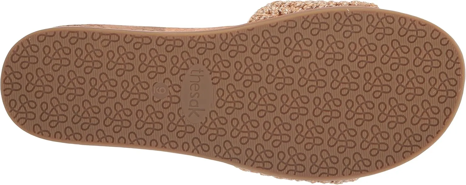 The Sak Women's Mendocino Slide Crochet, Slip On Sandals, Summer Open Toe Shoes