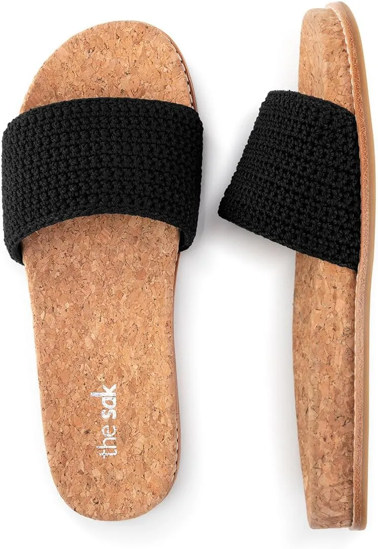 The Sak Women's Mendocino Slide Crochet, Slip On Sandals, Summer Open Toe Shoes