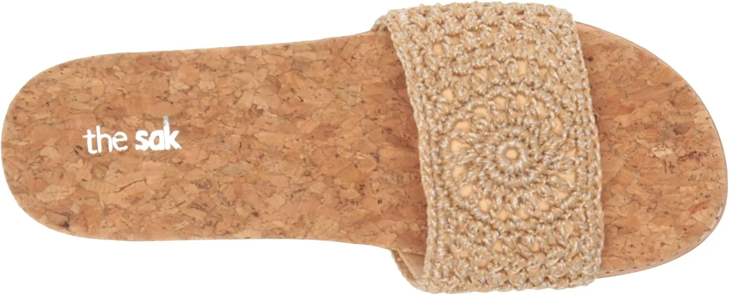 The Sak Women's Mendocino Slide Crochet, Slip On Sandals, Summer Open Toe Shoes