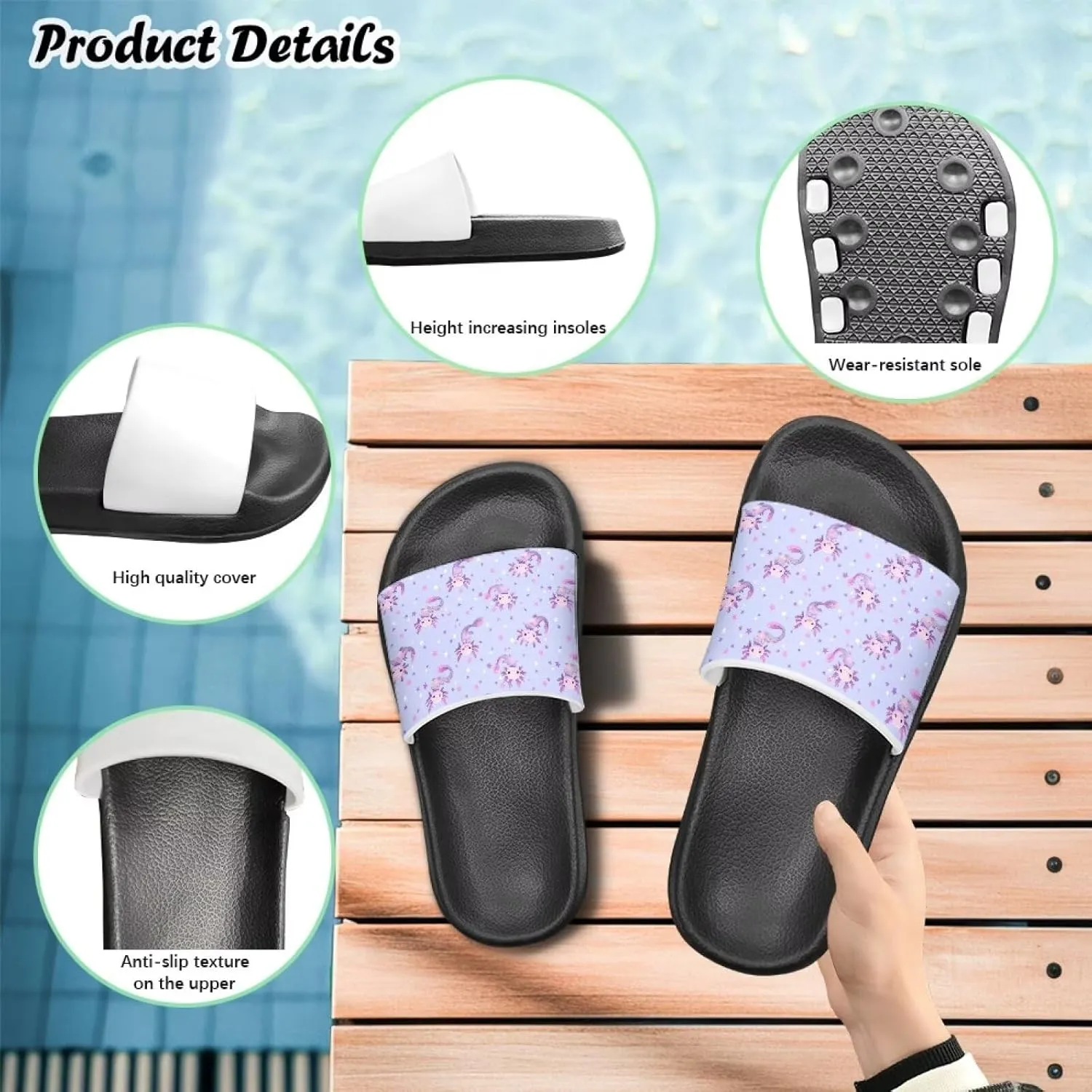 Unisex-Child Bathroom Shower Sandals Open Toe Soft Sole Sandals Summer Non-slip Beach Pool Shoes Outdoor Sandals