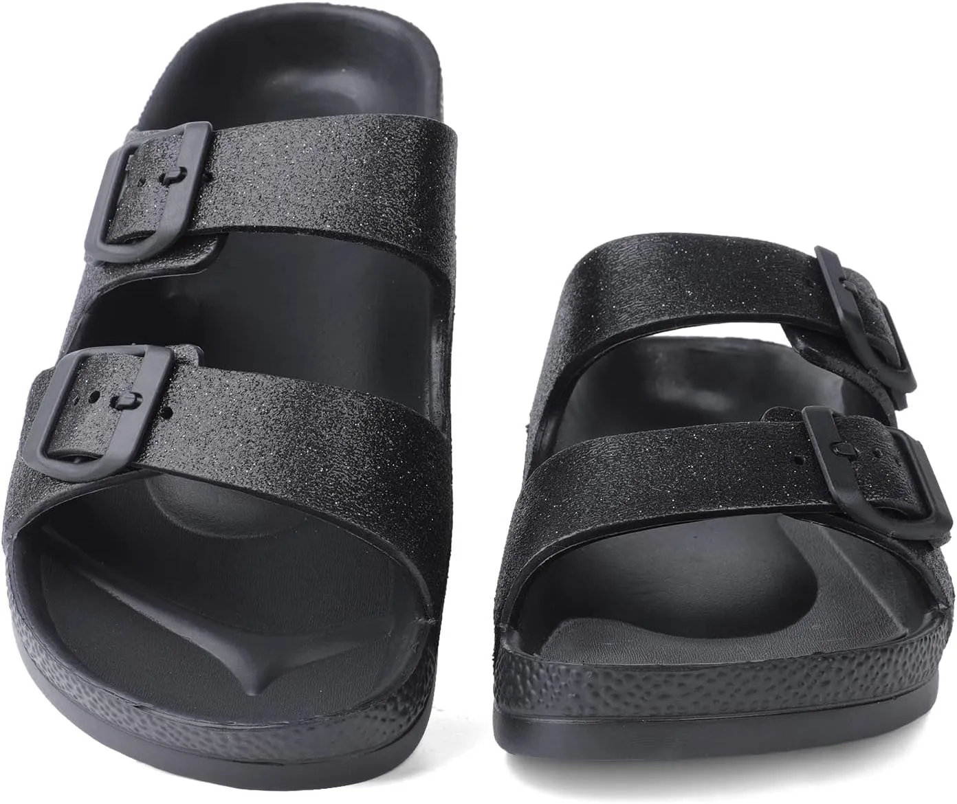 Unisex Men‘s and Women’s Lightweight Flat Sandals Waterproof Comfort Soft Slides Double Buckle Adjustable EVA Slip-on Flat Sandals