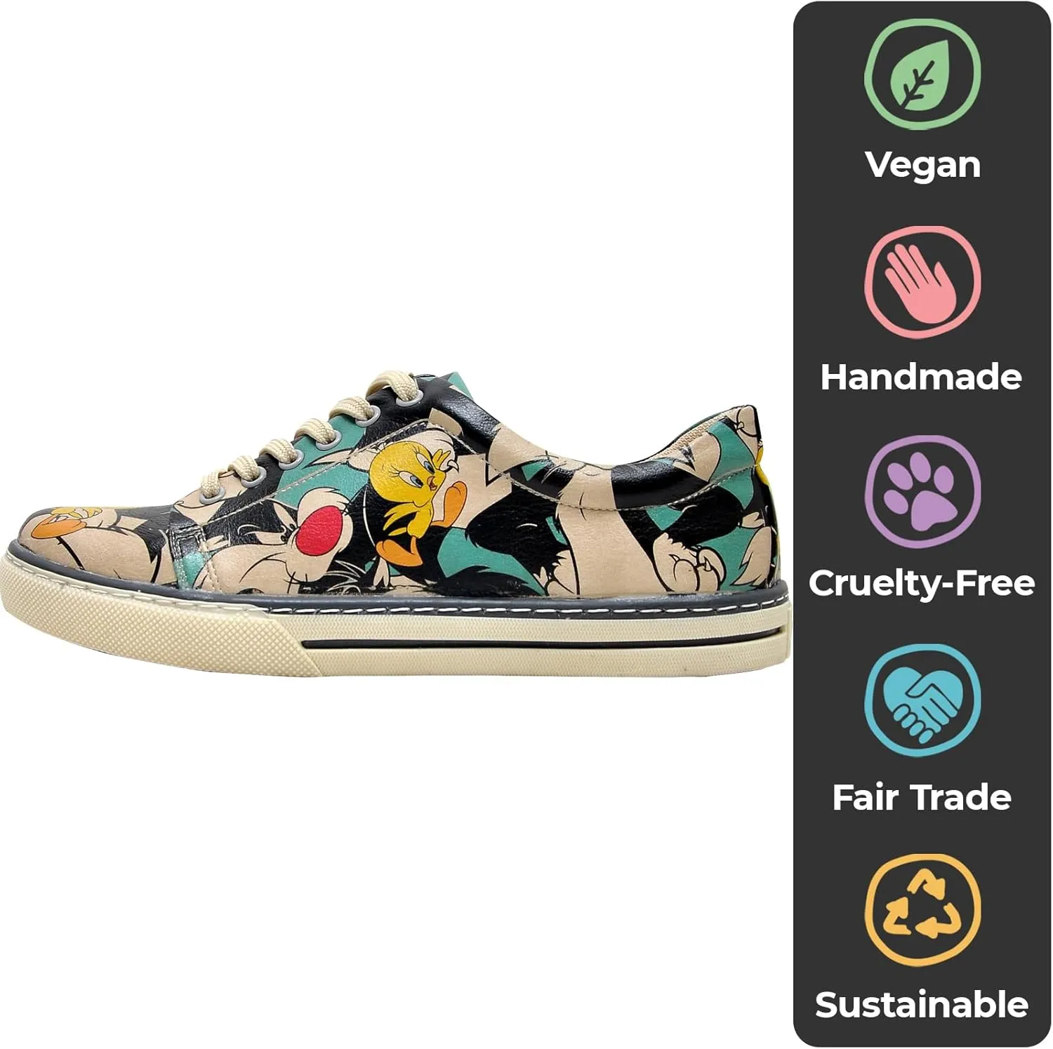 Vegan Leather Sneakers for Women - Handmade and Unique Design Fashion Sneakers for Women