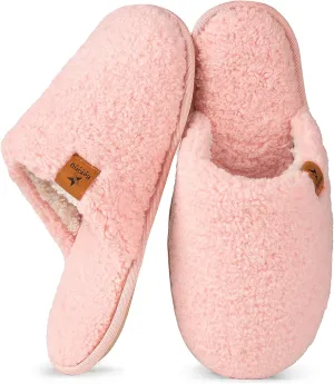 Women Cozy Faux Curly Fur House Memory foam Slippers Ladies Fuzzy Closed Back Indoor Bedroom Shoes