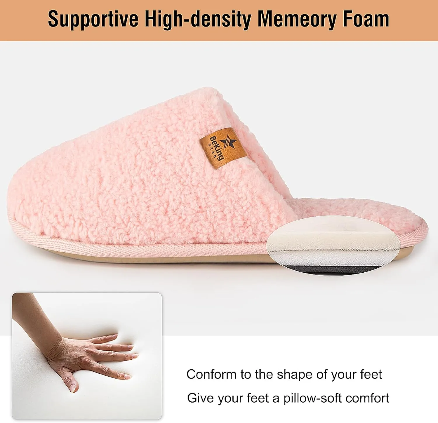 Women Cozy Faux Curly Fur House Memory foam Slippers Ladies Fuzzy Closed Back Indoor Bedroom Shoes