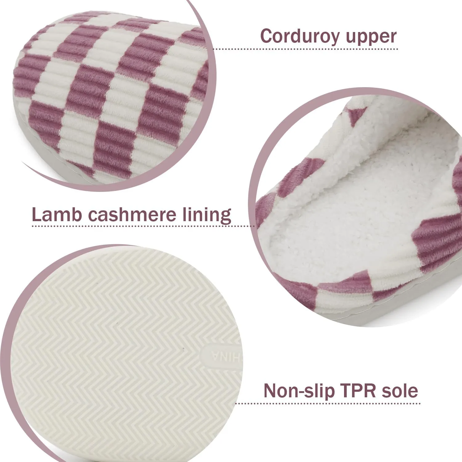 Women Home Fuzzy Slippers - Memory Foam Checkered Plaid Scuff Non-Slip Indoor Outdoor Comfortable Casual Soft Slides