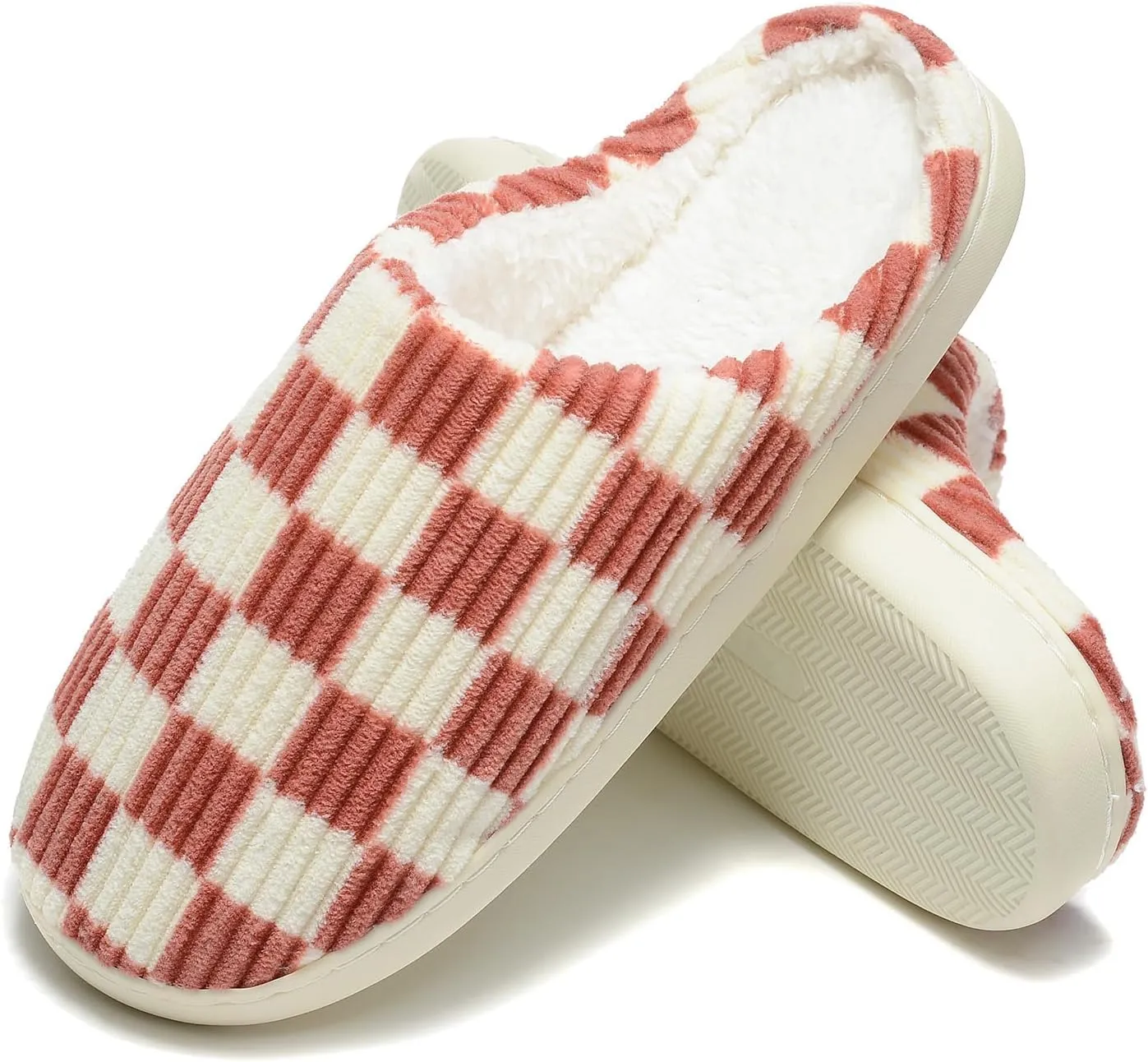 Women House Checkered Slippers - Plaid Scuff Memory Foam Non-Slip Indoor Outdoor Casual Soft Slides