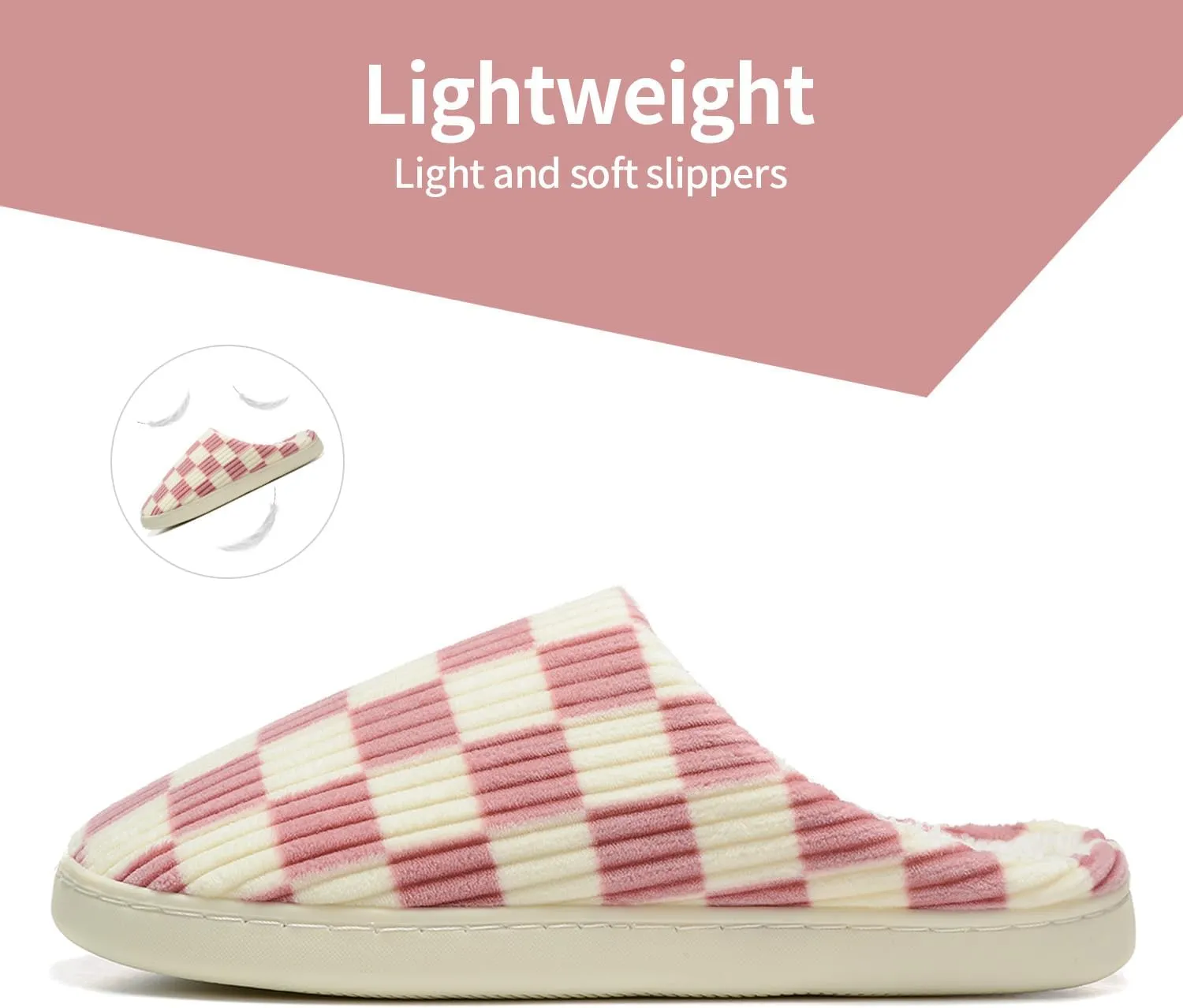 Women House Checkered Slippers - Plaid Scuff Memory Foam Non-Slip Indoor Outdoor Casual Soft Slides