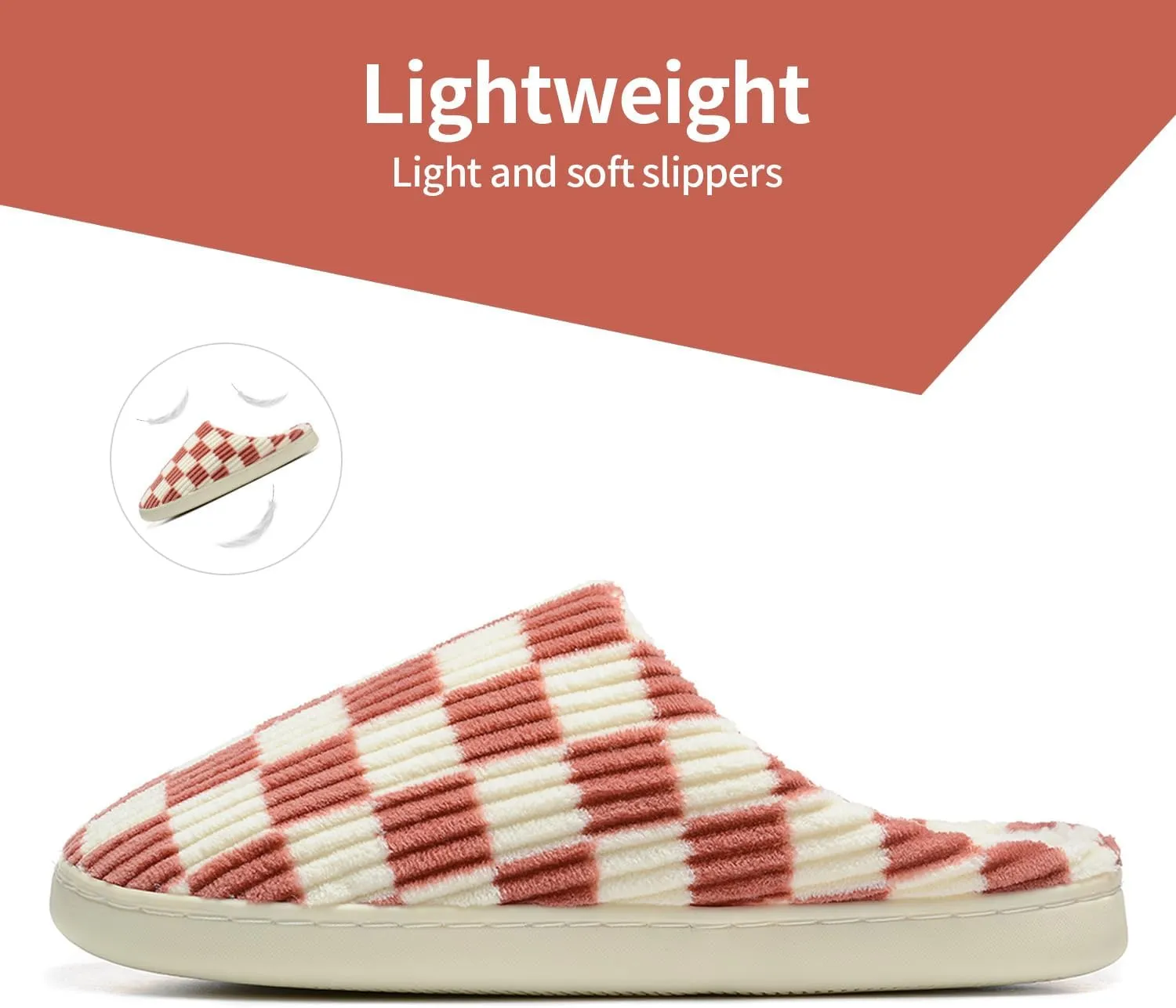 Women House Checkered Slippers - Plaid Scuff Memory Foam Non-Slip Indoor Outdoor Casual Soft Slides