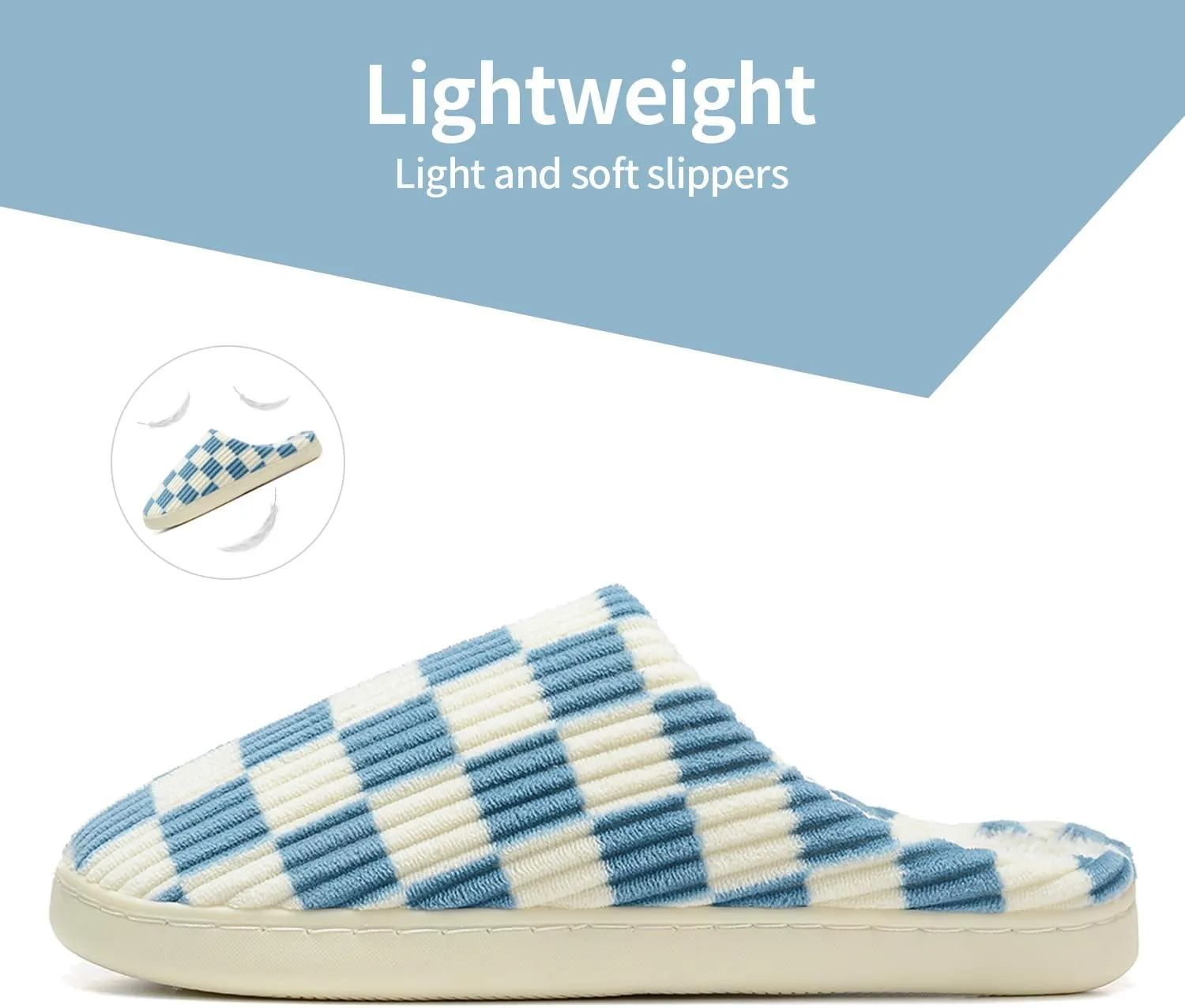 Women House Checkered Slippers - Plaid Scuff Memory Foam Non-Slip Indoor Outdoor Casual Soft Slides