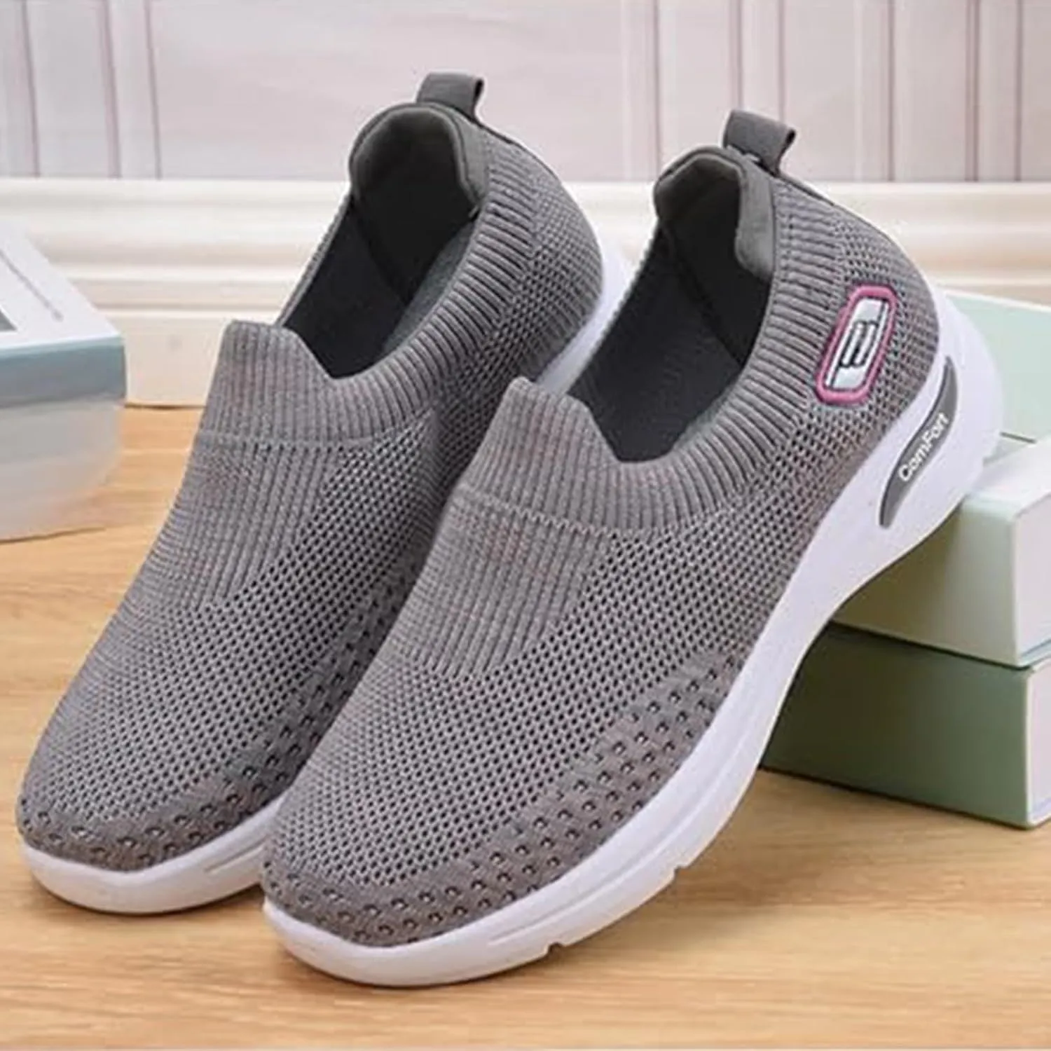 Women Slip On Walking Shoes Orthopedic Sneakers Mesh Casual Non Slip Low Top Tennis Shoes Arch Support Memory Foam Shoe Lightweight Comfort Workout Casual Non Slip Sneakers