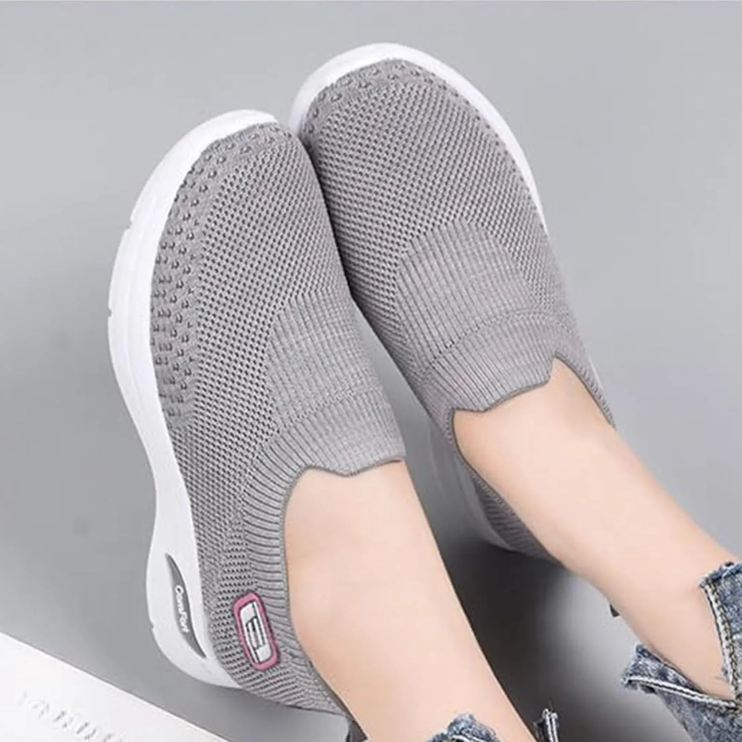 Women Slip On Walking Shoes Orthopedic Sneakers Mesh Casual Non Slip Low Top Tennis Shoes Arch Support Memory Foam Shoe Lightweight Comfort Workout Casual Non Slip Sneakers