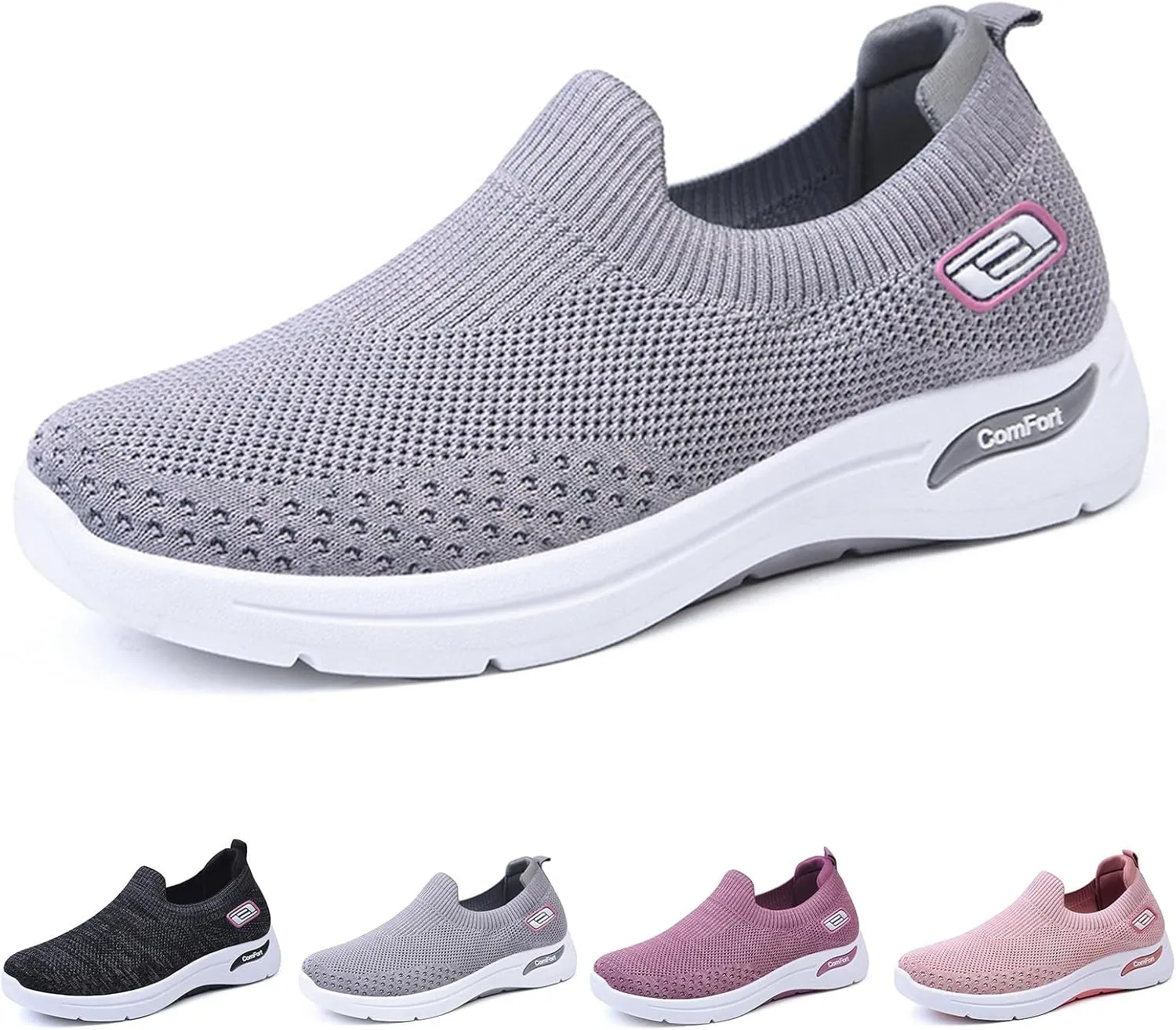 Women Slip On Walking Shoes Orthopedic Sneakers Mesh Casual Non Slip Low Top Tennis Shoes Arch Support Memory Foam Shoe Lightweight Comfort Workout Casual Non Slip Sneakers