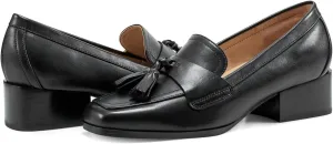 Women Vintage Low Chunky Heel Loafers Shoes with Tassel Square Closed Toe Slip On Fringed Loafer Pumps 1.5" Block Heels Office Work Pumps Ladies Formal Business Casual Club Party 4-11 M US