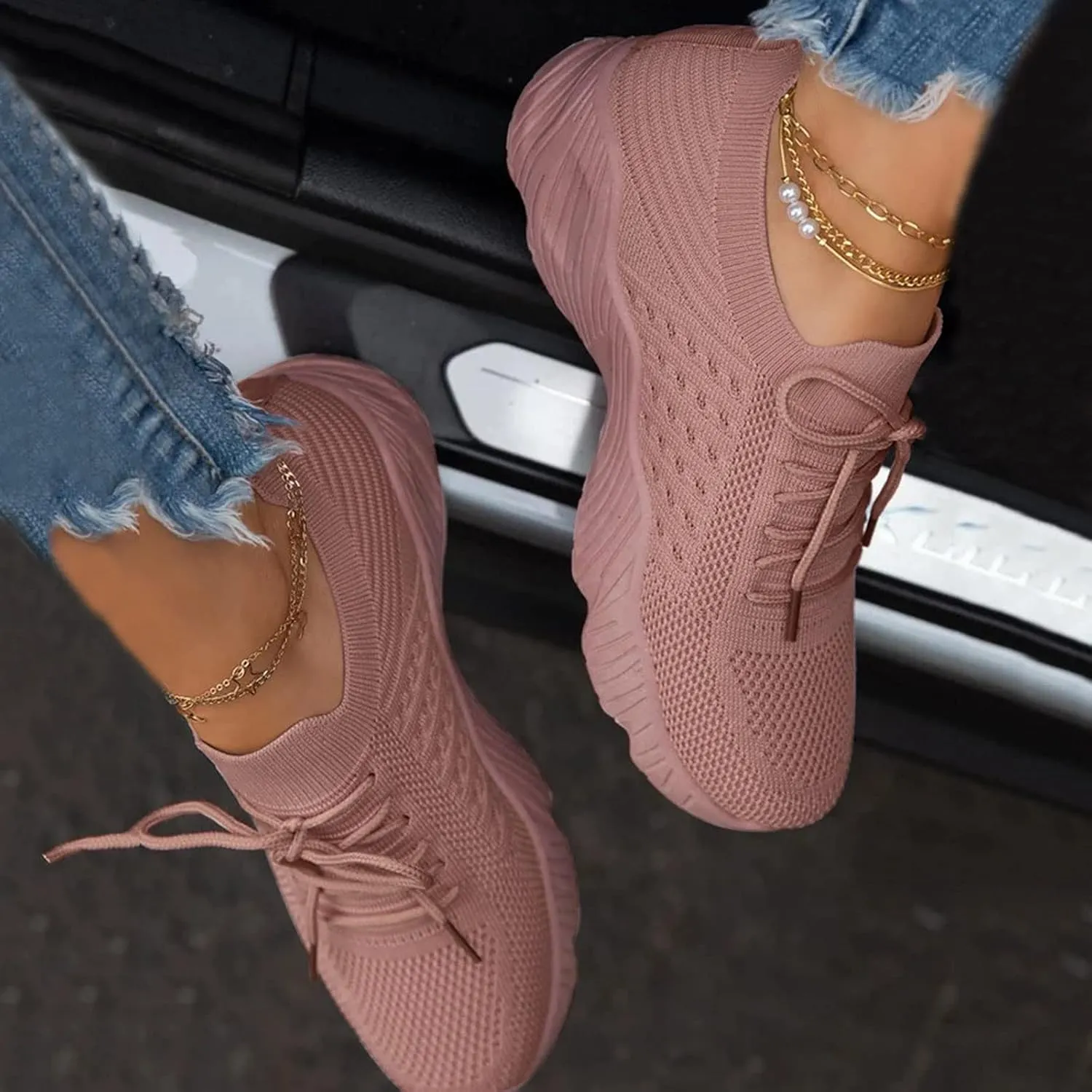 Women Walking Shoes Sock Sneakers Slip-On Breath Womens Running Shoes Casual Casual Shoes for Fall Fashion Sneakers 2025 Waterproof Tennis Shoe White Loafers