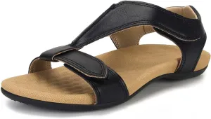 Women's Arch Support Sandals Orthotic Flat Sandals Adjustable Comfort Walking Sandals