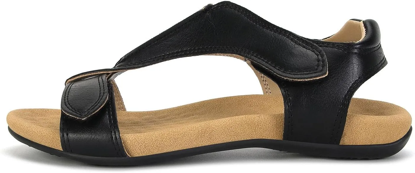 Women's Arch Support Sandals Orthotic Flat Sandals Adjustable Comfort Walking Sandals