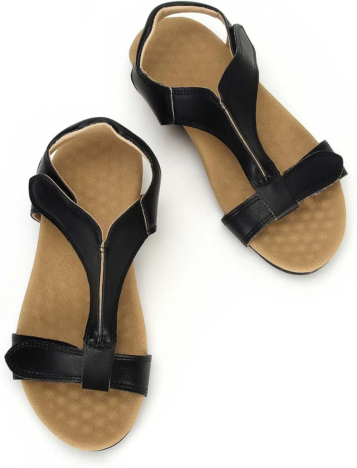 Women's Arch Support Sandals Orthotic Flat Sandals Adjustable Comfort Walking Sandals