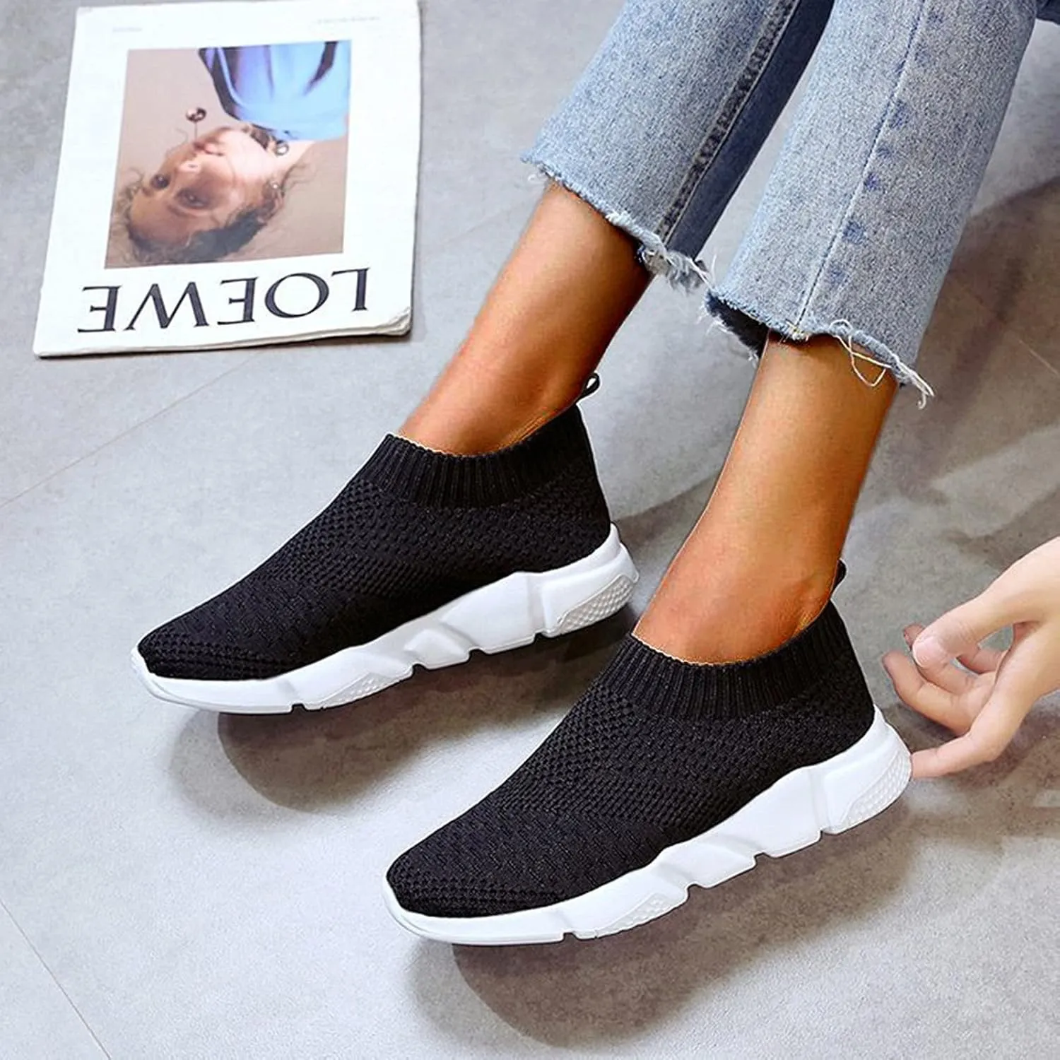 Womens Black and White Running Shoes Slip On Walking Shoes Women Nurse Shoes for Women Comfortable Wide Width Womens Black Fashion Sneakers Size 10 Slip On Walking Shoes Women Comfortable Dressy