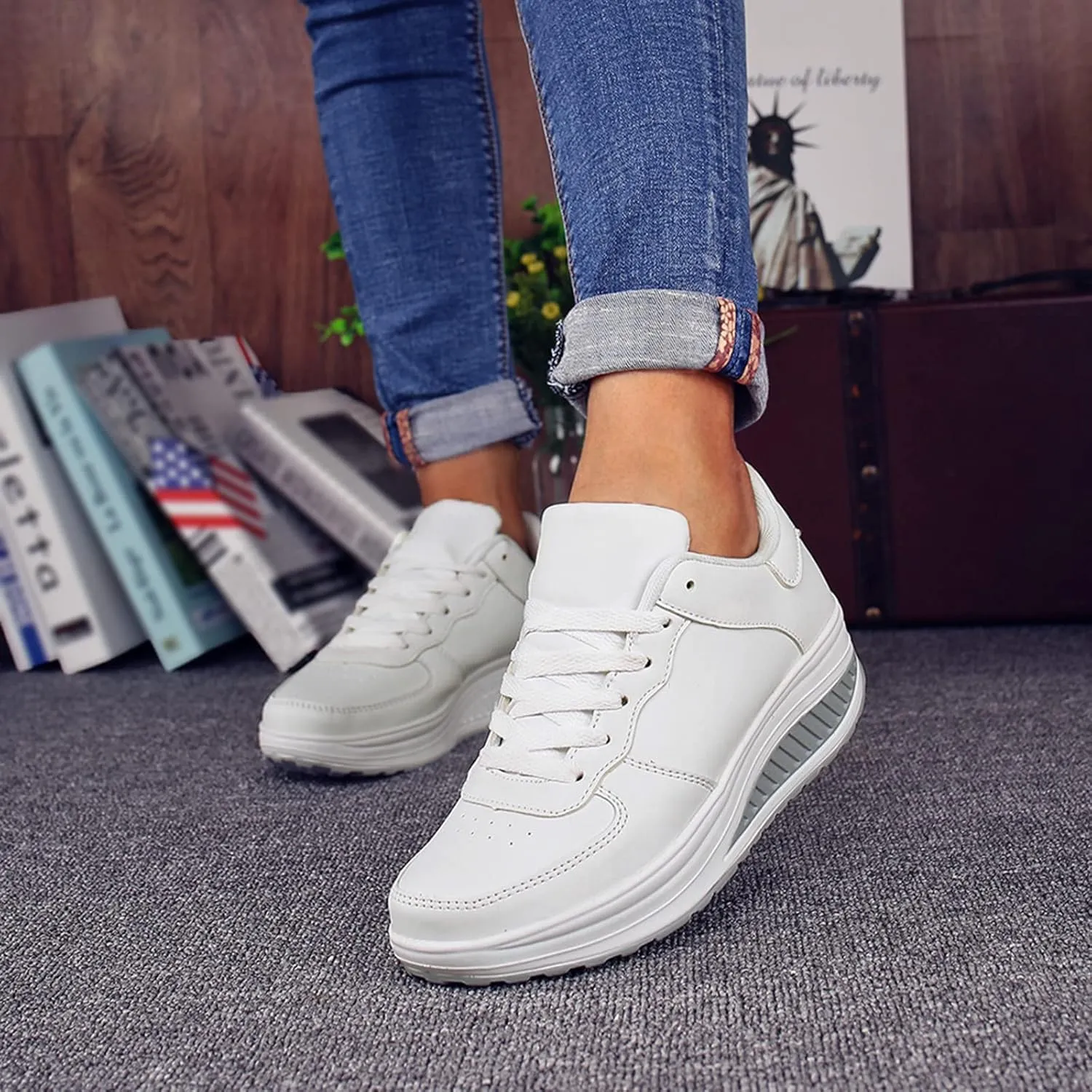 Womens Black Slip On Sneakers Size 8.5 Zapatos para Mujer Antideslizante De Trabajo Womens Shoes Casual Fall Wide Width Black Fashion Womens High Platform Sneakers Zapato Antiderrapante para Mujer