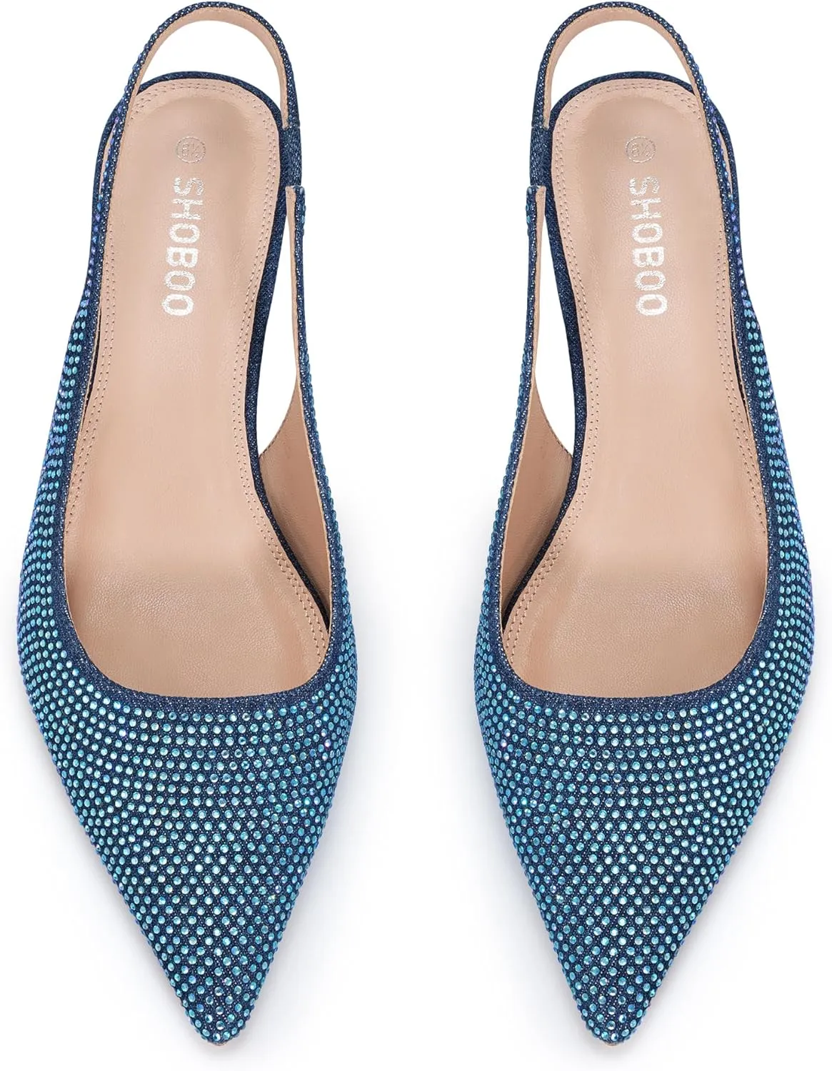 Women's Bow Slingback Heels Pointed Toe Kitten Pumps Dress Shoes with Elastic Strap - 2.4'' Inches Height