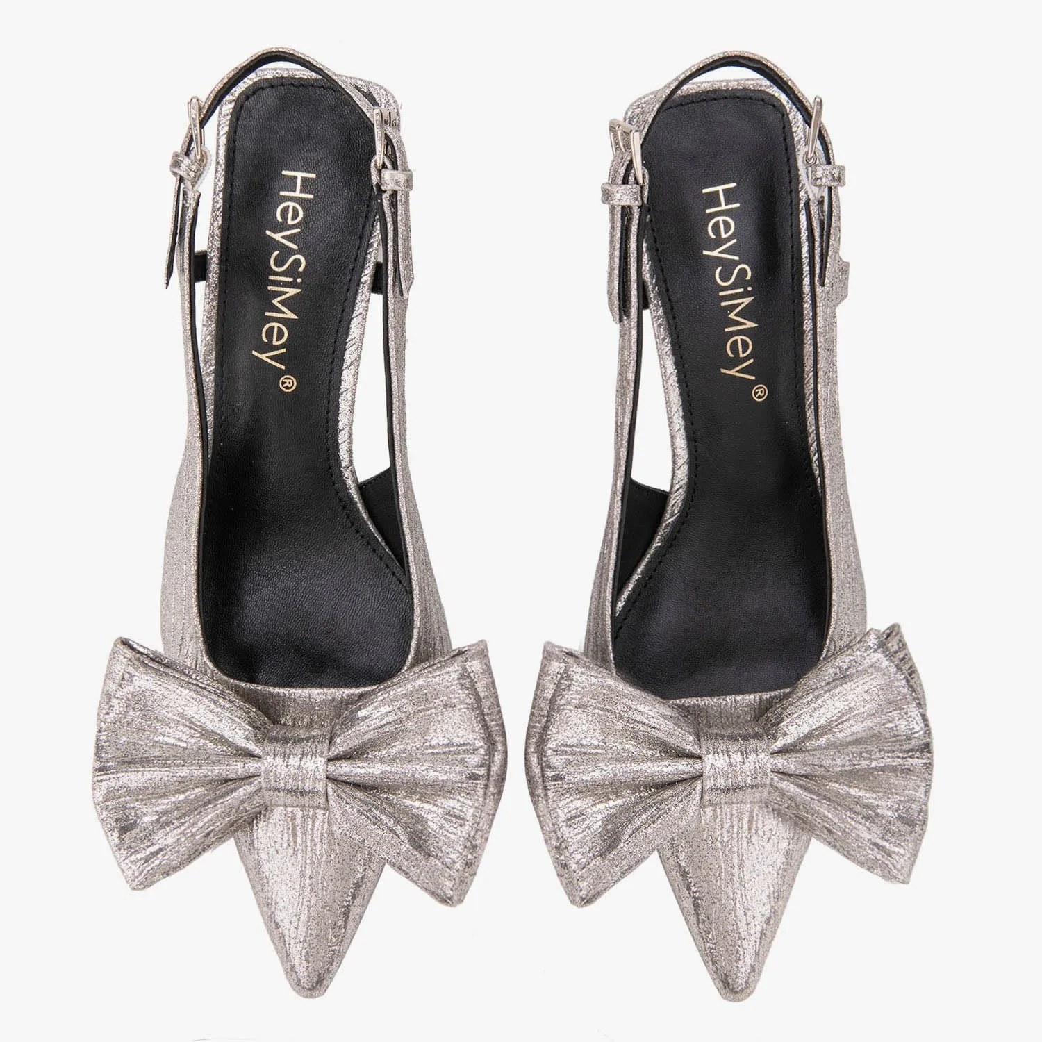 Women's Bow Slingback Pumps Women Dressy Comfortable Kitten Heels with Genuine Leather Insole Womens Closed Heeled Sandal for Dress Party Comfortable Footwear
