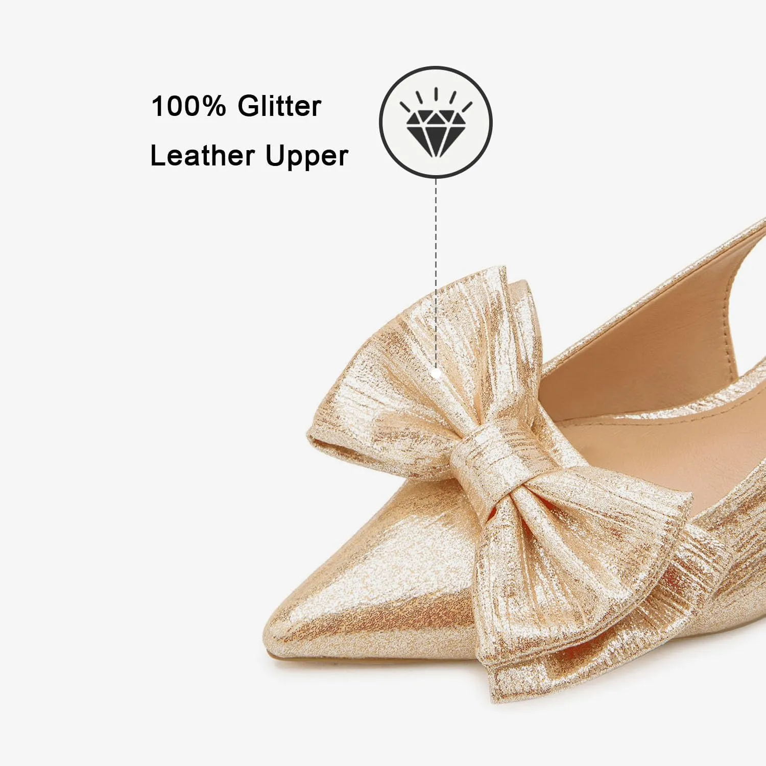 Women's Bow Slingback Pumps Women Dressy Comfortable Kitten Heels with Genuine Leather Insole Womens Closed Heeled Sandal for Dress Party Comfortable Footwear