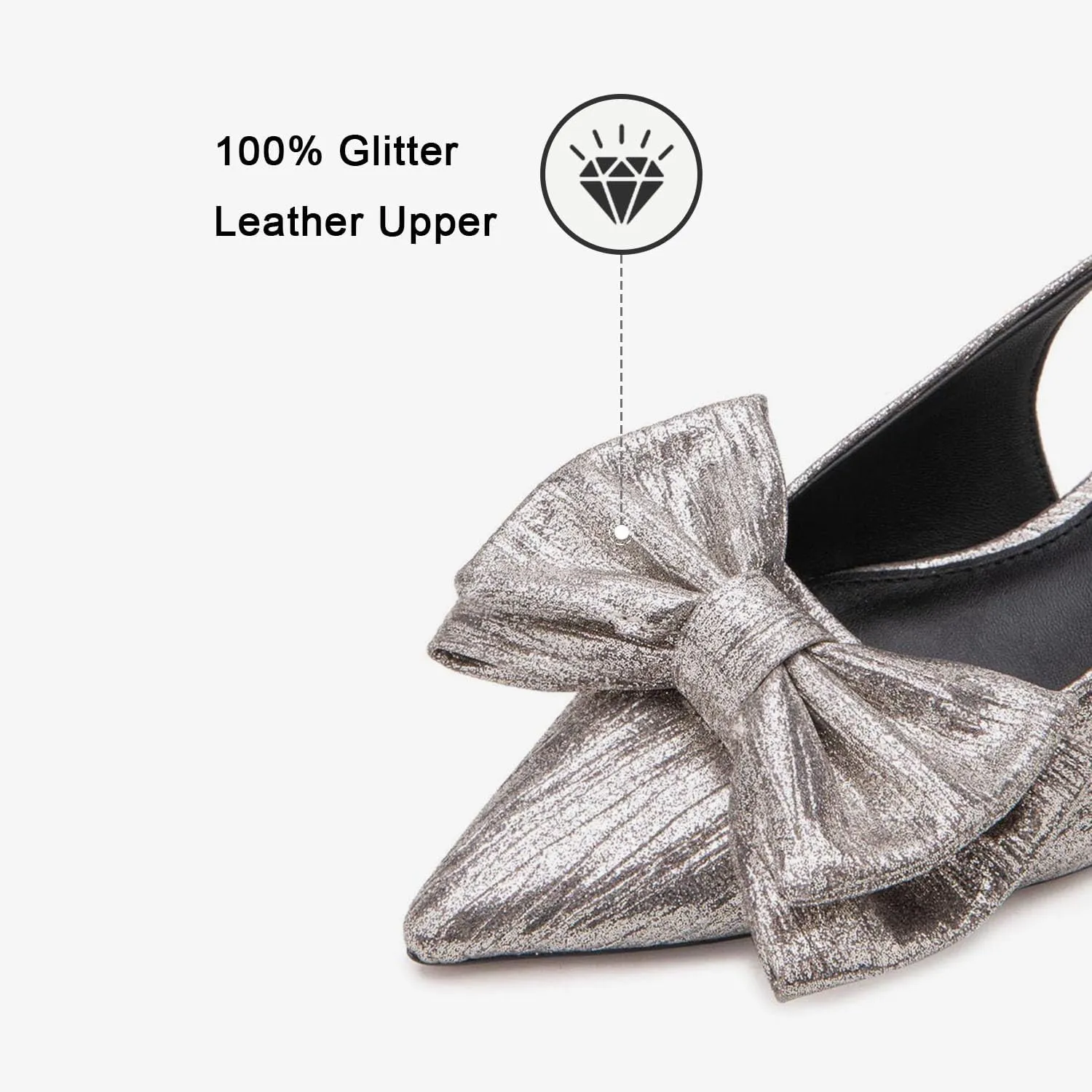 Women's Bow Slingback Pumps Women Dressy Comfortable Kitten Heels with Genuine Leather Insole Womens Closed Heeled Sandal for Dress Party Comfortable Footwear