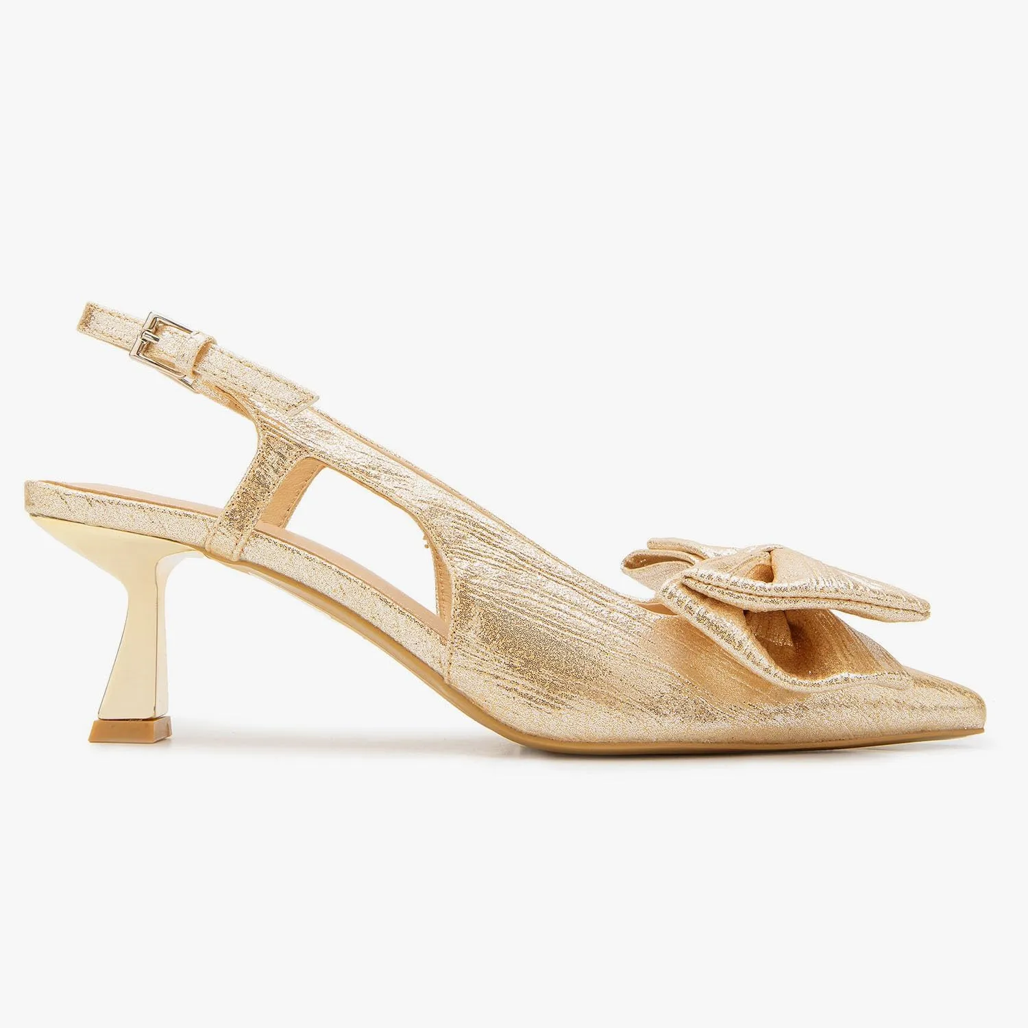 Women's Bow Slingback Pumps Women Dressy Comfortable Kitten Heels with Genuine Leather Insole Womens Closed Heeled Sandal for Dress Party Comfortable Footwear