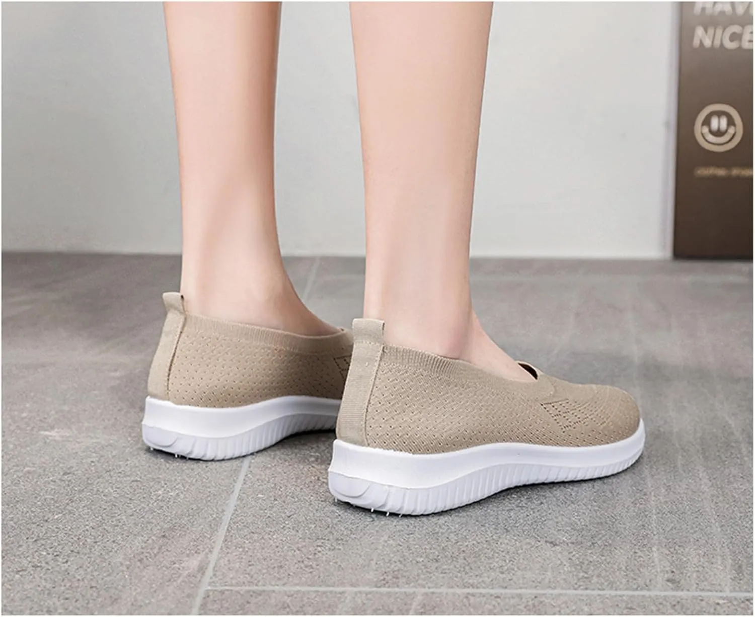 Womens Breathable Slip Mesh Knitted Woven Orthopedic Arch Support Wide Fit Flexible Lightweight Comfortable Soft Gym Walking Sneakers Casual Comfy Work for Summer Shoes