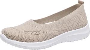 Womens Breathable Slip Mesh Knitted Woven Orthopedic Arch Support Wide Fit Flexible Lightweight Comfortable Soft Gym Walking Sneakers Casual Comfy Work for Summer Shoes
