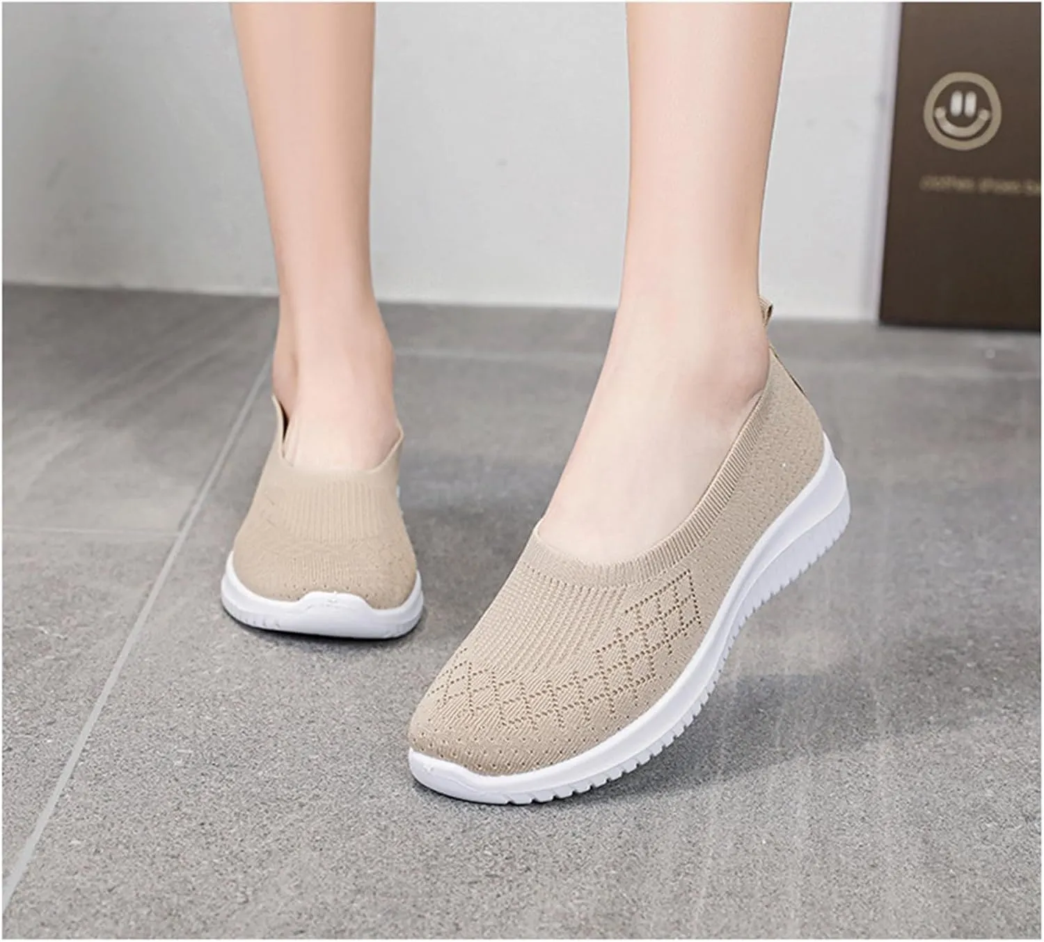 Womens Breathable Slip Mesh Knitted Woven Orthopedic Arch Support Wide Fit Flexible Lightweight Comfortable Soft Gym Walking Sneakers Casual Comfy Work for Summer Shoes