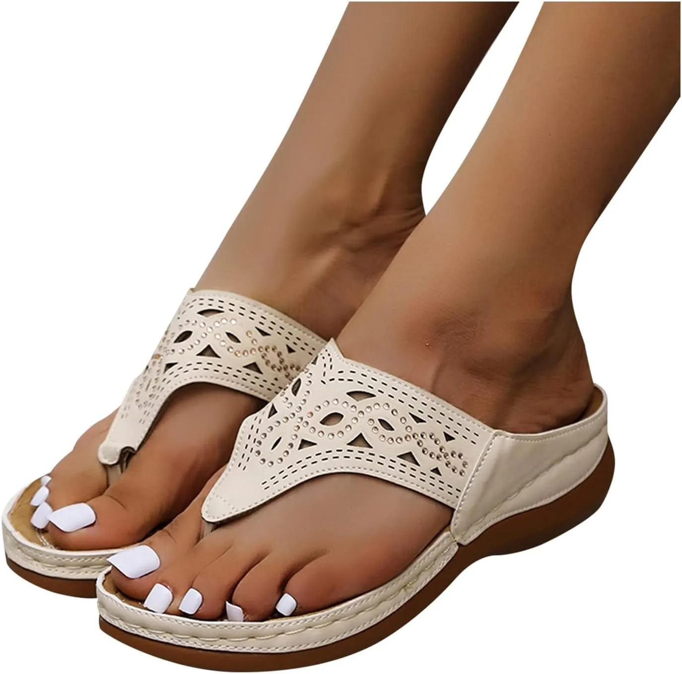Womens Comfortable Orthopedic Sandals with Arch Support Walking Shoes Adjustable Thick Sole Summer Beach Casual Outdoor Slides Plantar Fasciitis Relief Footwear