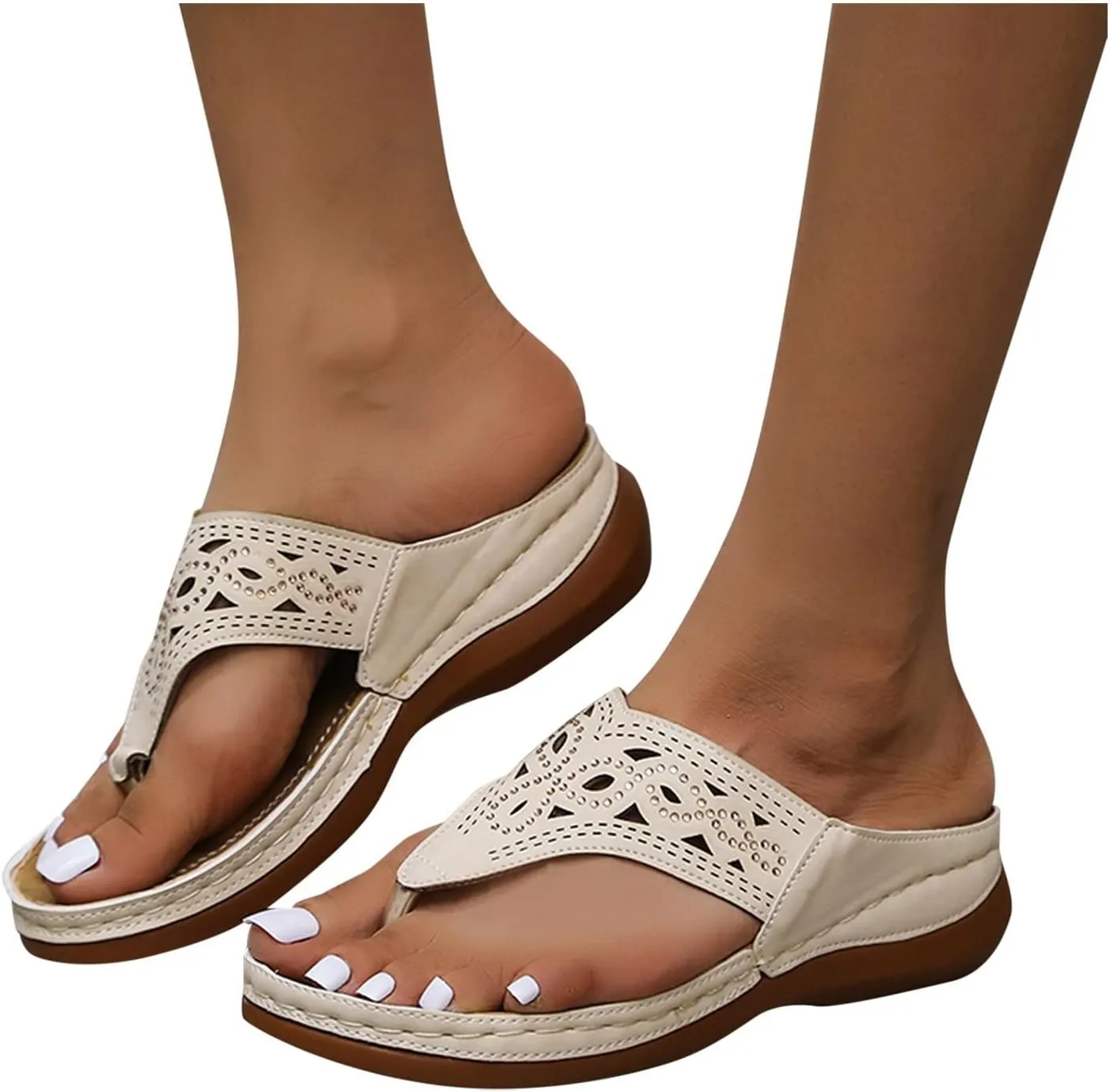 Womens Comfortable Orthopedic Sandals with Arch Support Walking Shoes Adjustable Thick Sole Summer Beach Casual Outdoor Slides Plantar Fasciitis Relief Footwear