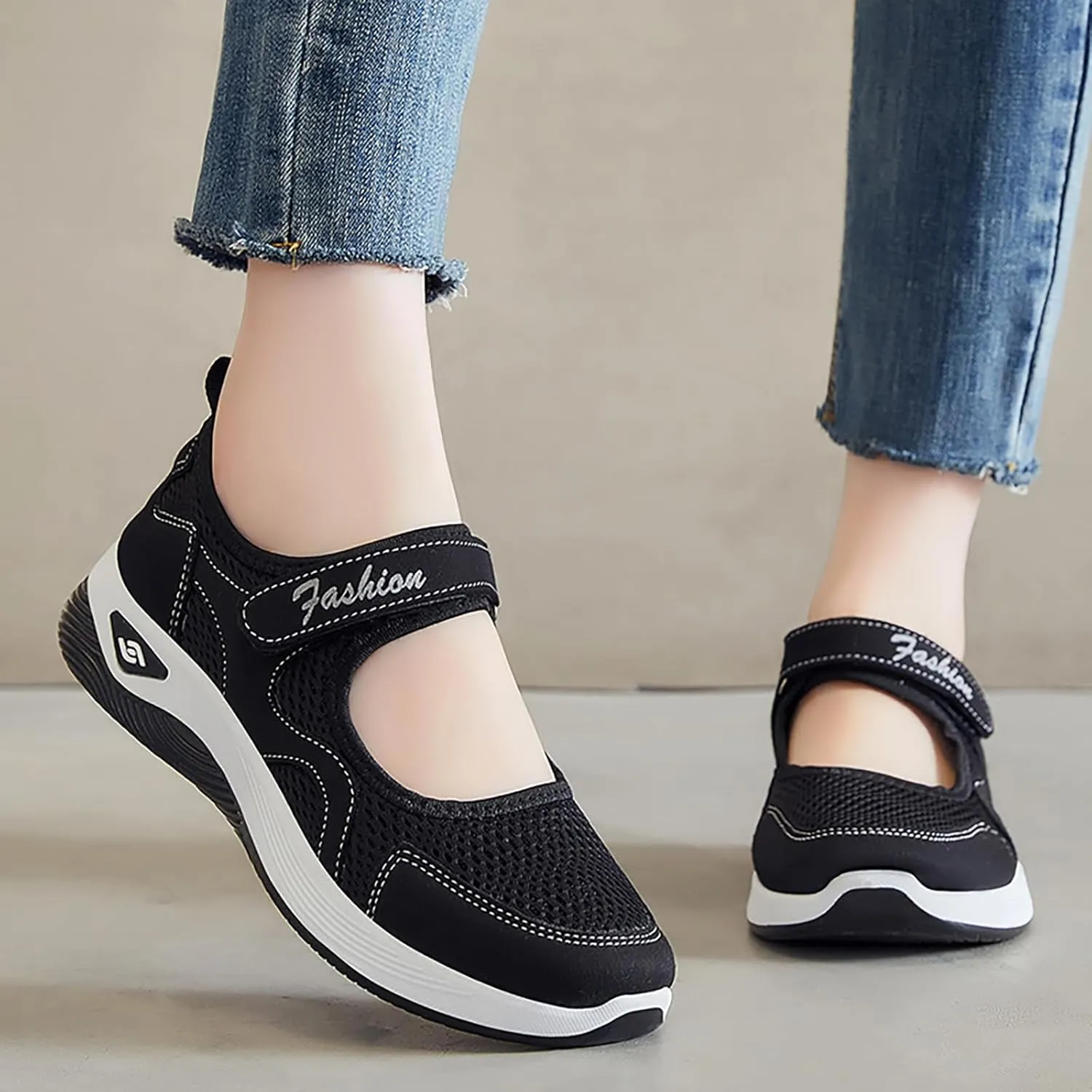 Women's Comfortable Working Nurse Shoes Wide Toe Diabetic Shoe Non Slip Adjustable Breathable Walking Shoes Athletic Health Buffer Fitness Nursing Orthotic Sneakers