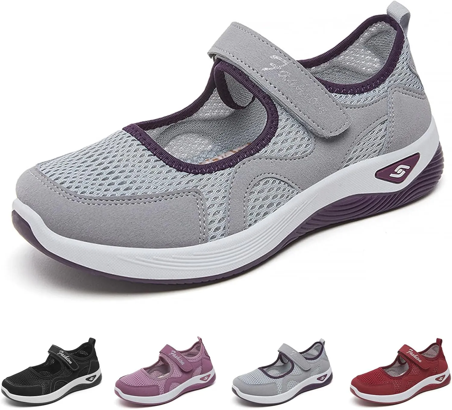 Women's Comfortable Working Nurse Shoes Wide Toe Diabetic Shoe Non Slip Adjustable Breathable Walking Shoes Athletic Health Buffer Fitness Nursing Orthotic Sneakers