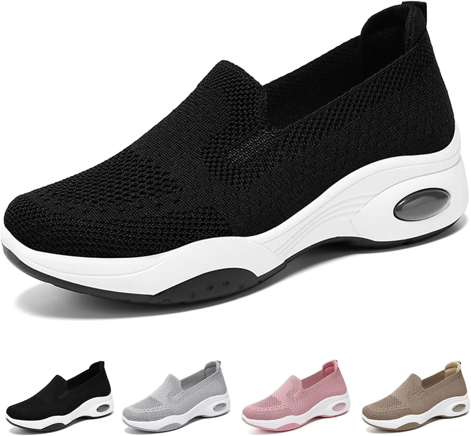 Womens Comfy Orthopedic Walking Shoes Orthopedic Breathable Walking Sneaker Comfortable Casual Ladies Air Cushion Athletic Shoes Arch Support Slip on Sneakers Running Jogging Shoe
