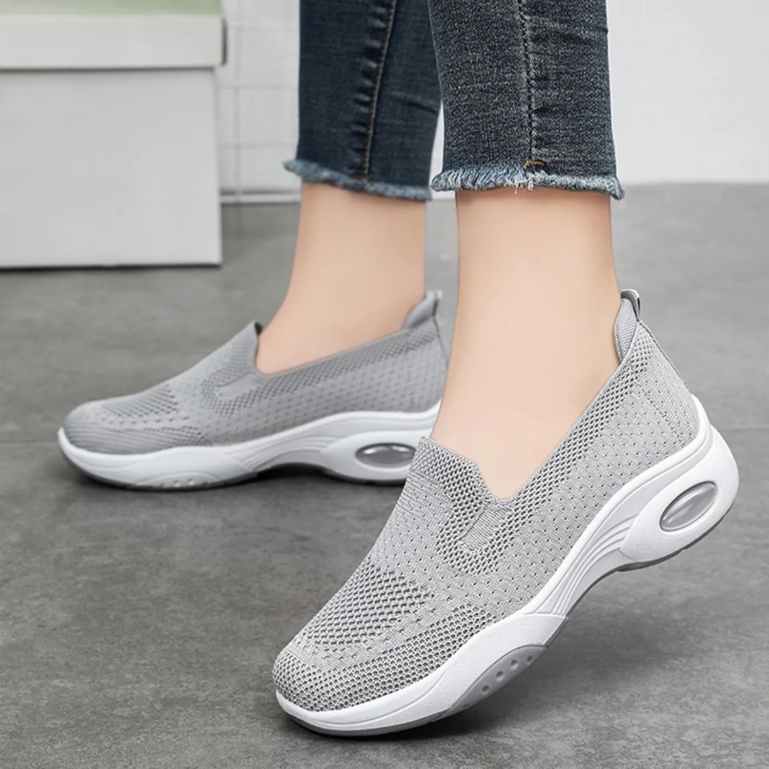 Womens Comfy Orthopedic Walking Shoes Orthopedic Breathable Walking Sneaker Comfortable Casual Ladies Air Cushion Athletic Shoes Arch Support Slip on Sneakers Running Jogging Shoe