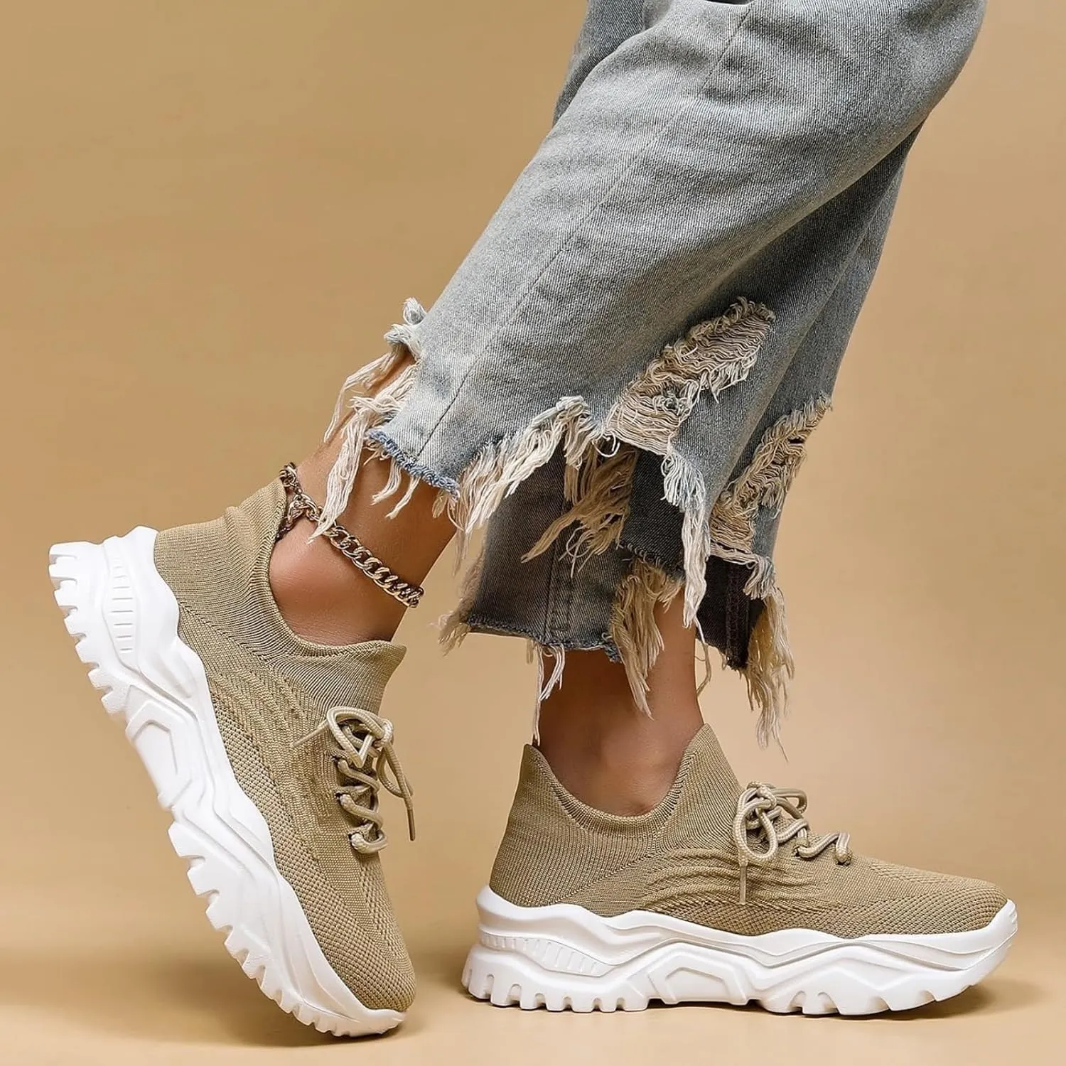 Women’s Fashion Athletic Sneakers Mesh Lightweight Platform Slip On Sports Casual Shoes Breathable Soft Sole Comfortable Work Gym Trainers Orthopedic Summer Arch Support Shoes