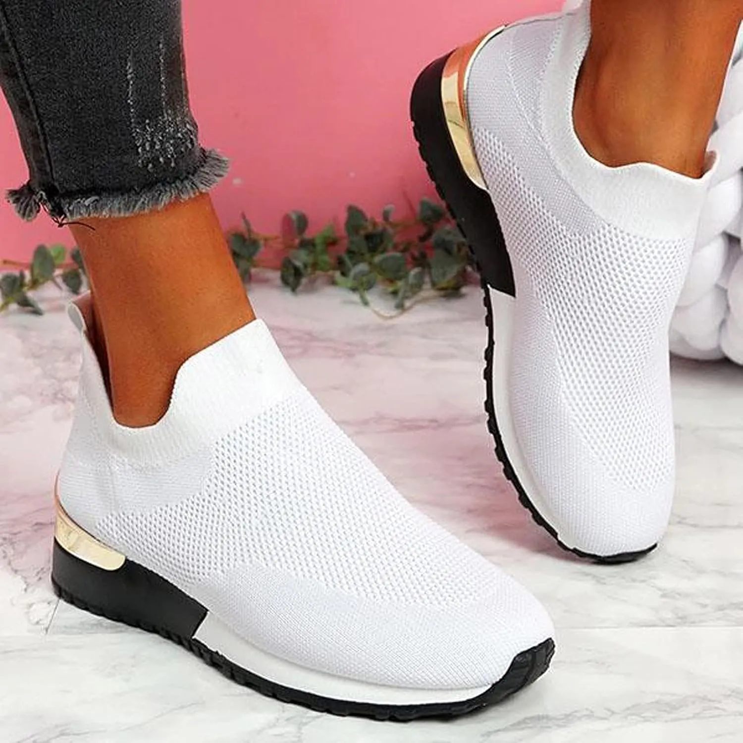 Women's Fashion Sneaker Non Slip Breathable Lightweight Comfortable Lace Up Walking Shoes for Women Womens Platform Loafers Neutral Sneakers Women
