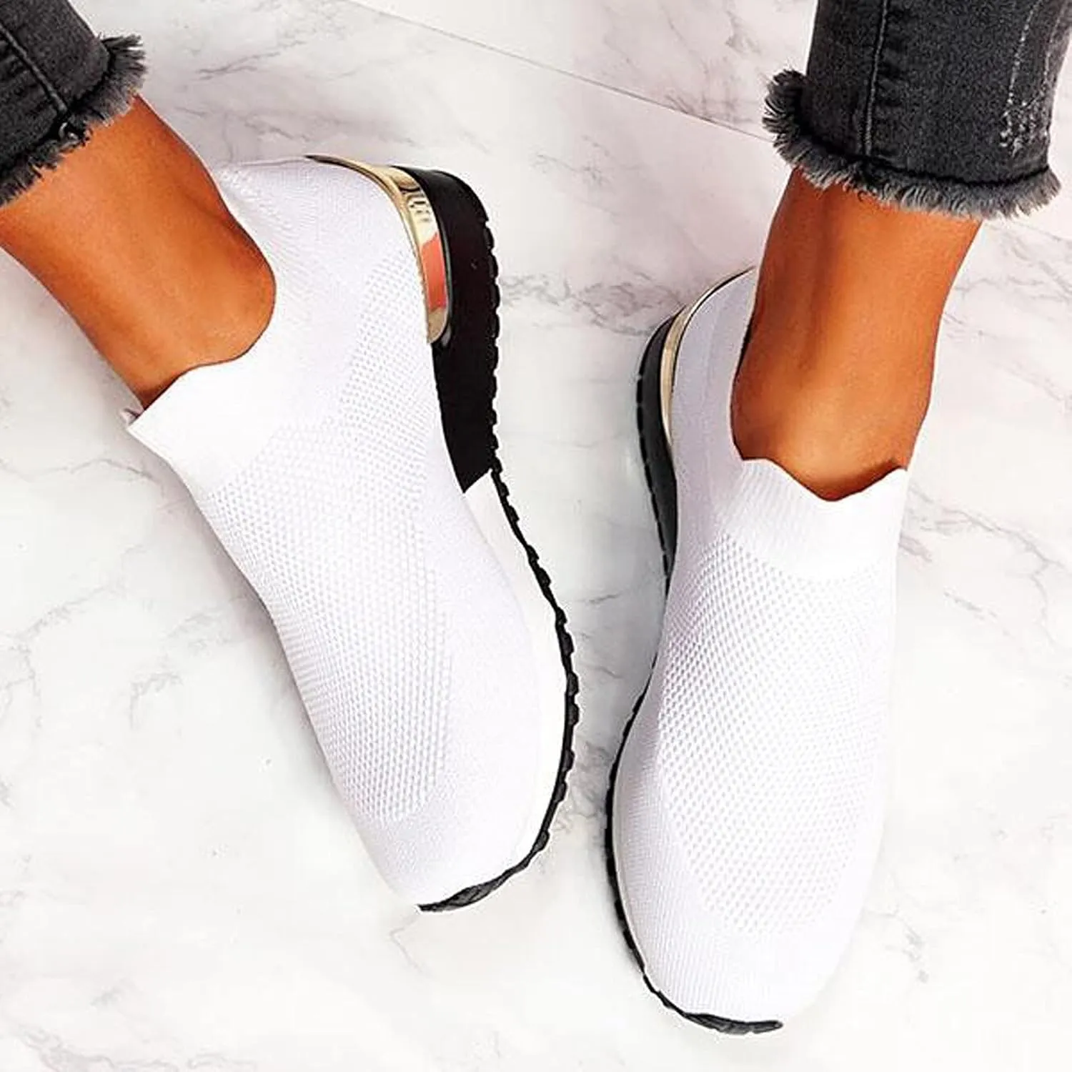 Women's Fashion Sneaker Non Slip Breathable Lightweight Comfortable Lace Up Walking Shoes for Women Womens Platform Loafers Neutral Sneakers Women