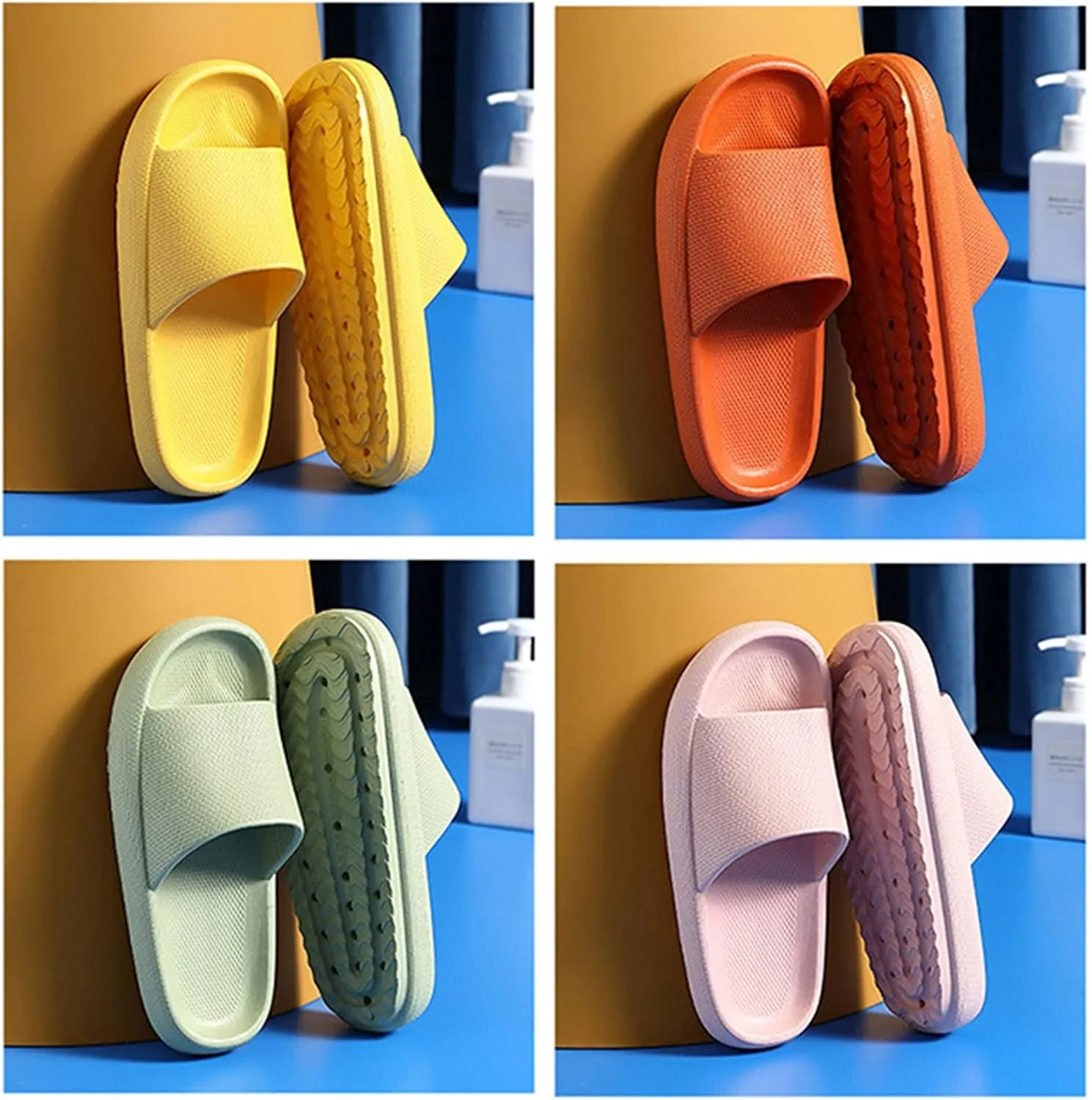 Women's Flat Slippers Non Slip Quick Drying Shower Slides Pillow Slippers Women's Summer Fashion Slides Sandal