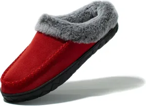 Women's Fuzzy Memory Foam Slippers Winter House Fluffy Slip-on Shoes Indoor and Outdoor