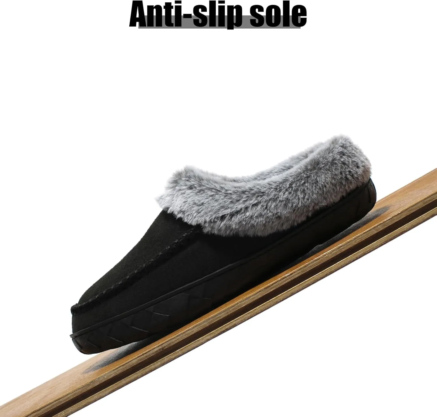 Women's Fuzzy Memory Foam Slippers Winter House Fluffy Slip-on Shoes Indoor and Outdoor