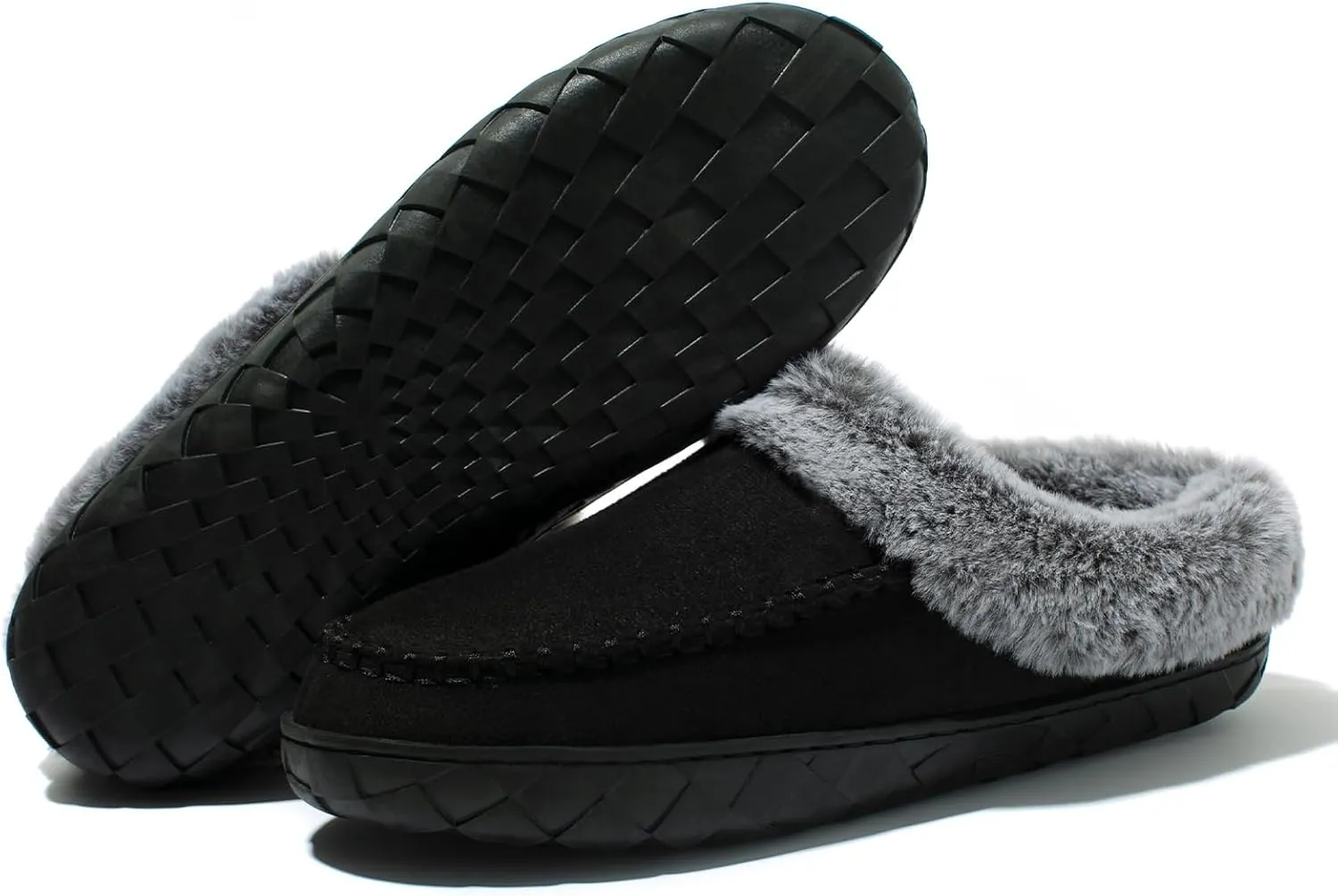 Women's Fuzzy Memory Foam Slippers Winter House Fluffy Slip-on Shoes Indoor and Outdoor