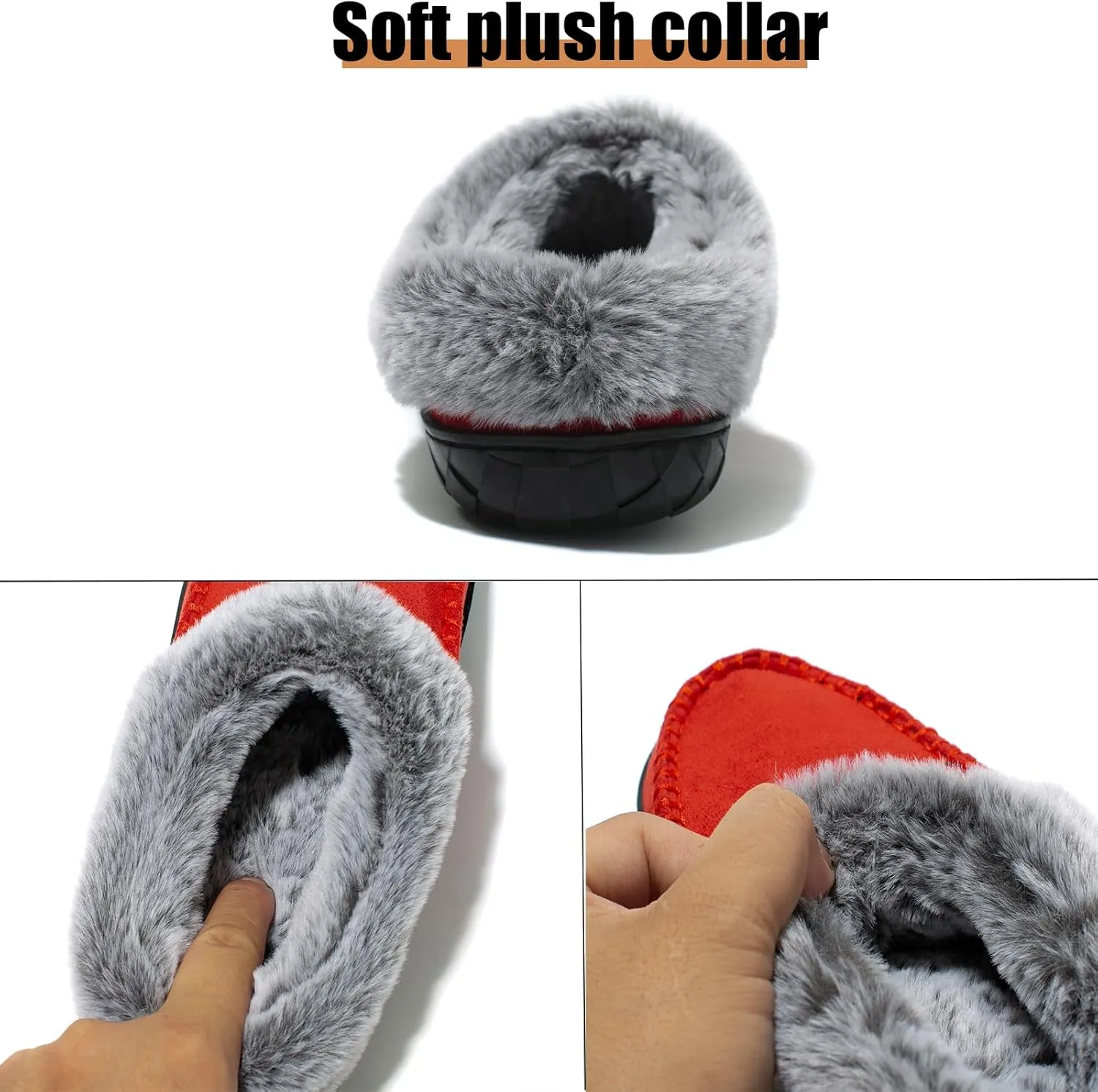 Women's Fuzzy Memory Foam Slippers Winter House Fluffy Slip-on Shoes Indoor and Outdoor